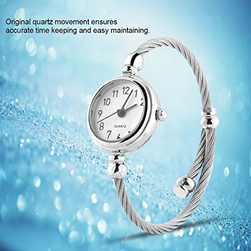 YUYTE Women's Quartz Watch & Bracelet Set - Elegant Analog Round Alloy Strap Open Bracelet Wristwatch for Ladies & Girls with Small Wrists (#04) - Perfect for Office, Party & Daily Wear