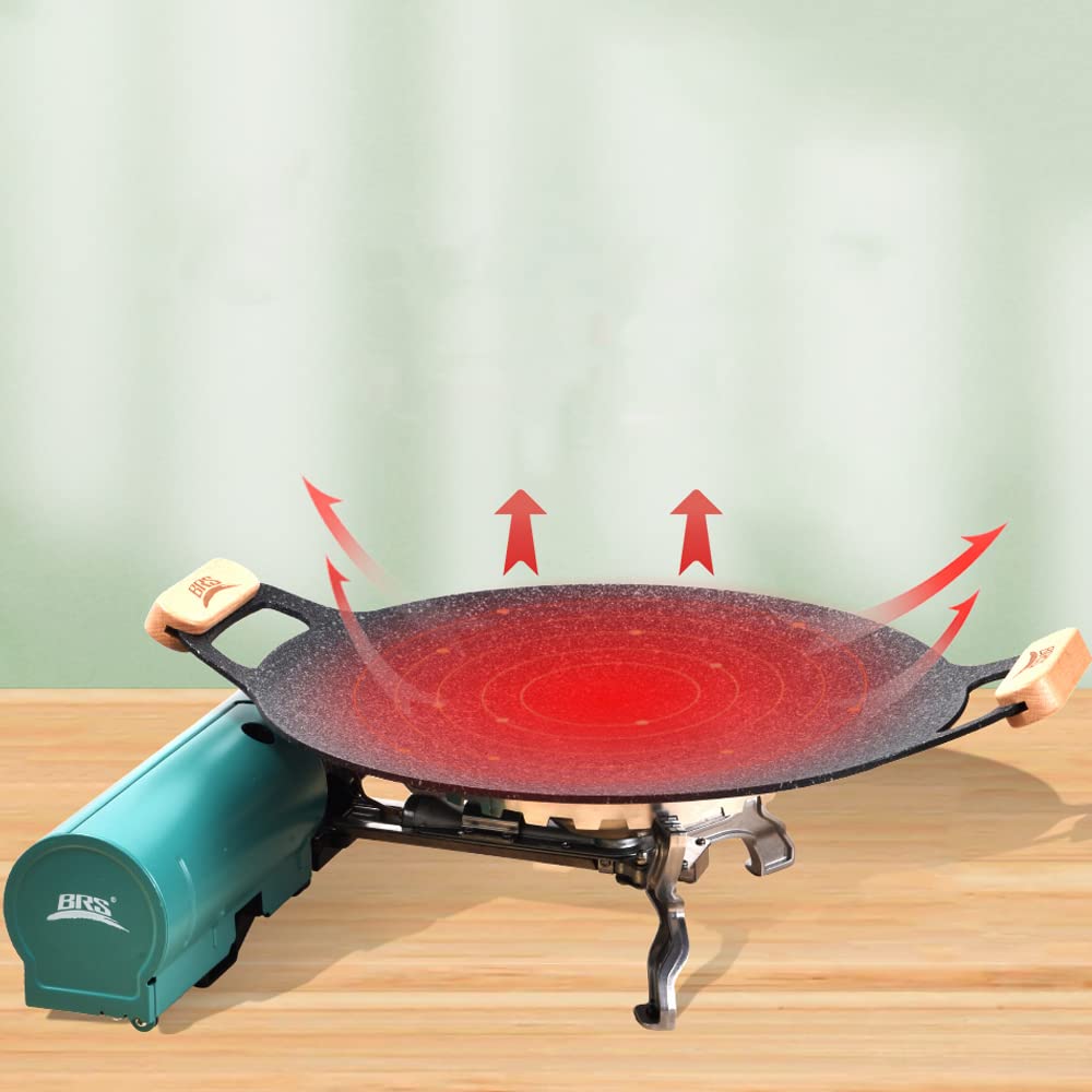 Portable Outdoor Camping Gas Stove with BBQ Grill & Stainless Steel Stand - Compact Cookware for Backpacking, Picnics, and RV Trips
