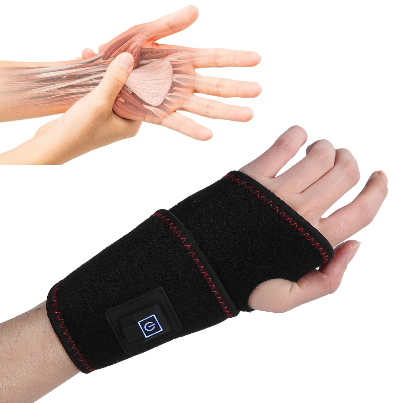 Heated Wrist Brace for Arthritis & Carpal Tunnel Pain Relief - 3 Adjustable Heat Levels, Hand Support for Joint & Muscle Comfort - Ideal for Typing, Gaming & Daily Activities