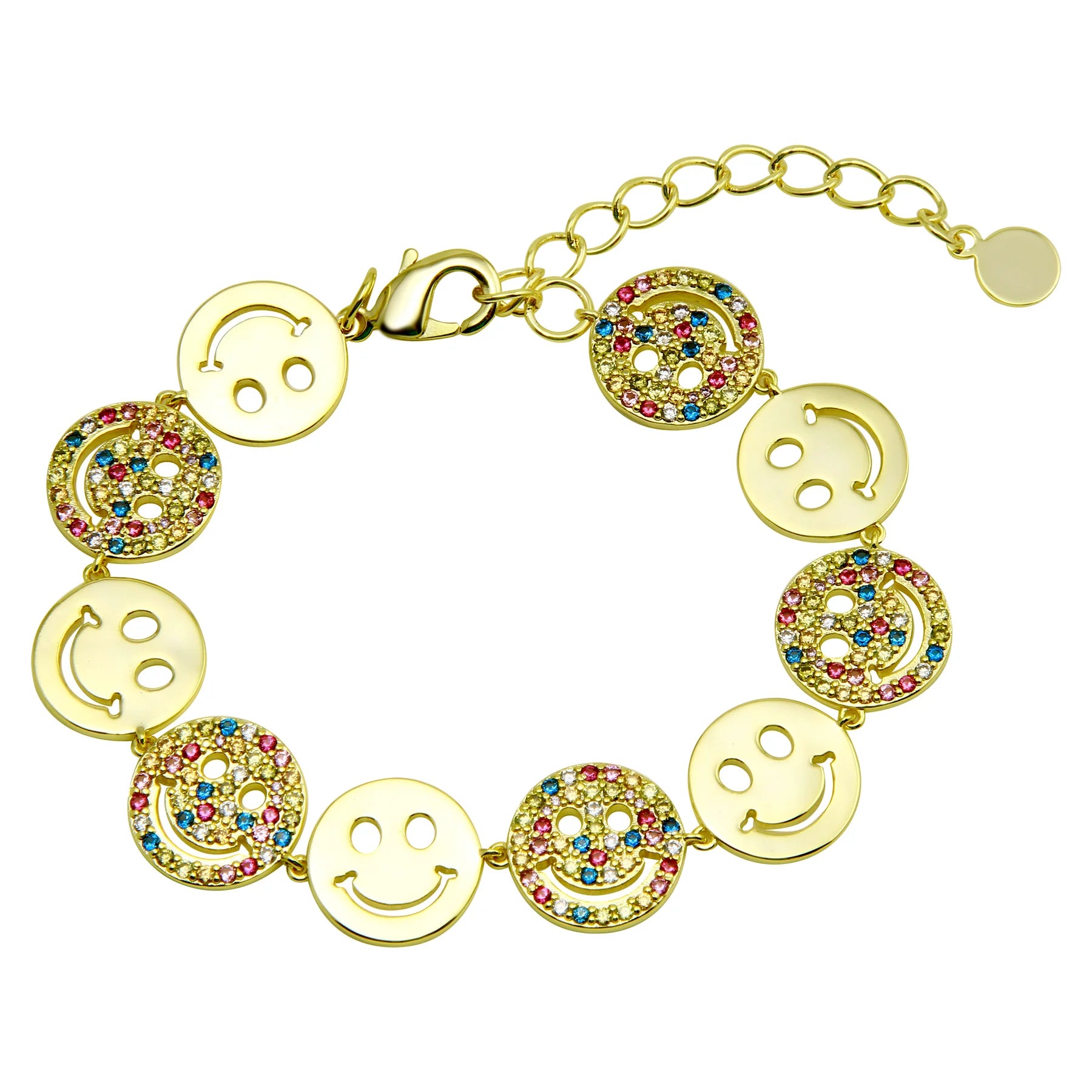 Gold Smiley Face Bracelet for Women - Trendy Cute Adjustable Charm Bangle - Perfect for Everyday Wear, Gifts & Layering