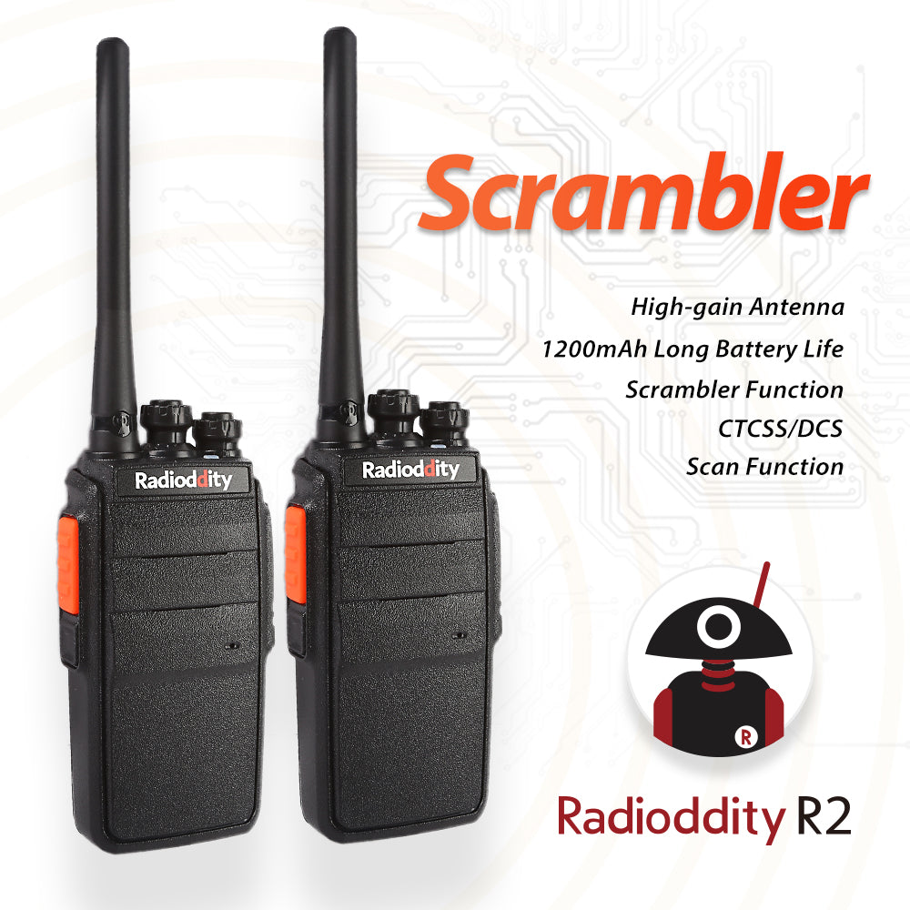 2-Pack Radioddity R2 Two Way Radio Walkie Talkie - Long Range 16-Channel UHF VHF Handheld Transceiver for Outdoor, Hiking, Camping & Emergency Communication