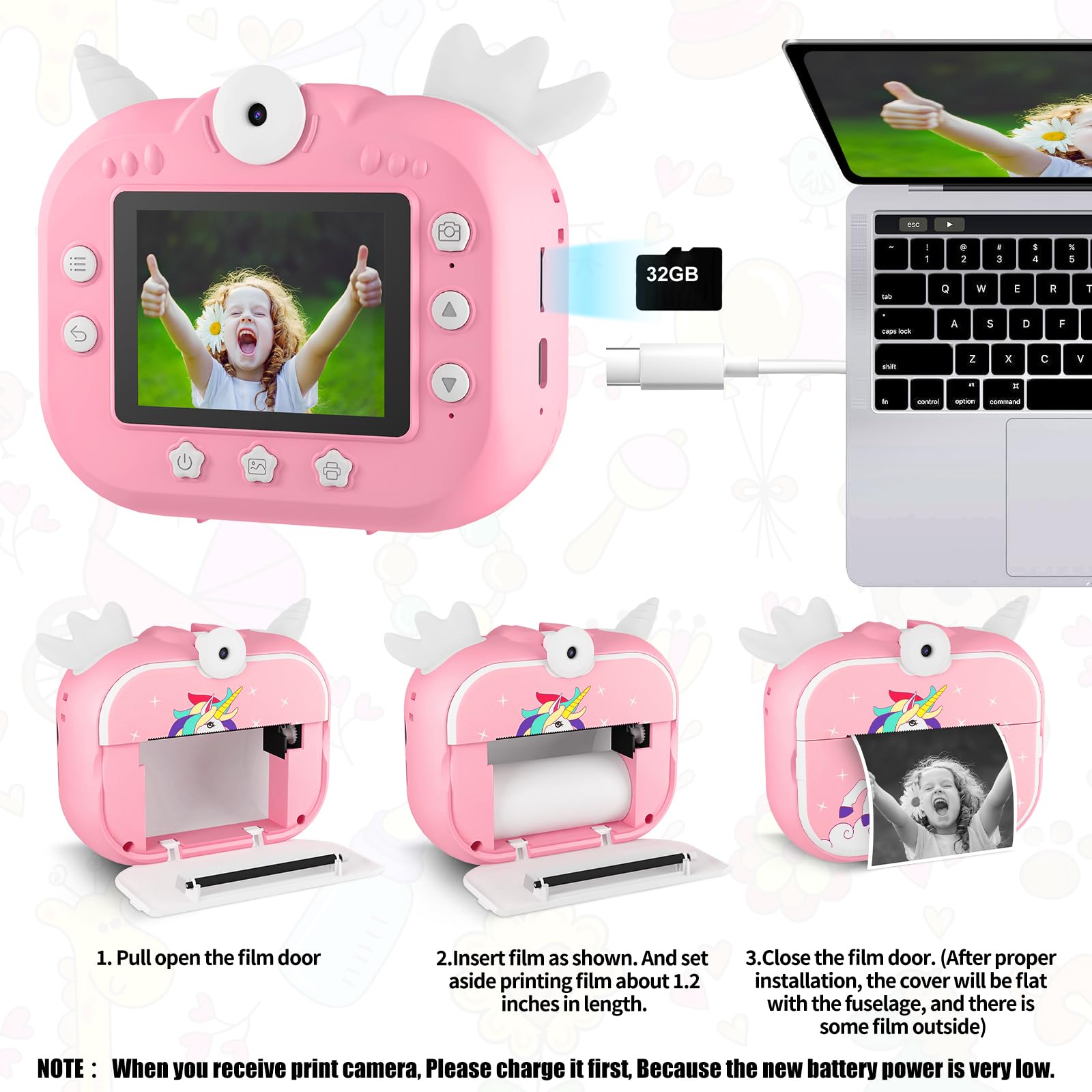 20MP Kids Digital Camera - Instant Print Selfie Video Toy Camera for Girls & Boys Ages 6-12 | Perfect Birthday Gift for Children's Parties, Travel & Outdoor Adventures