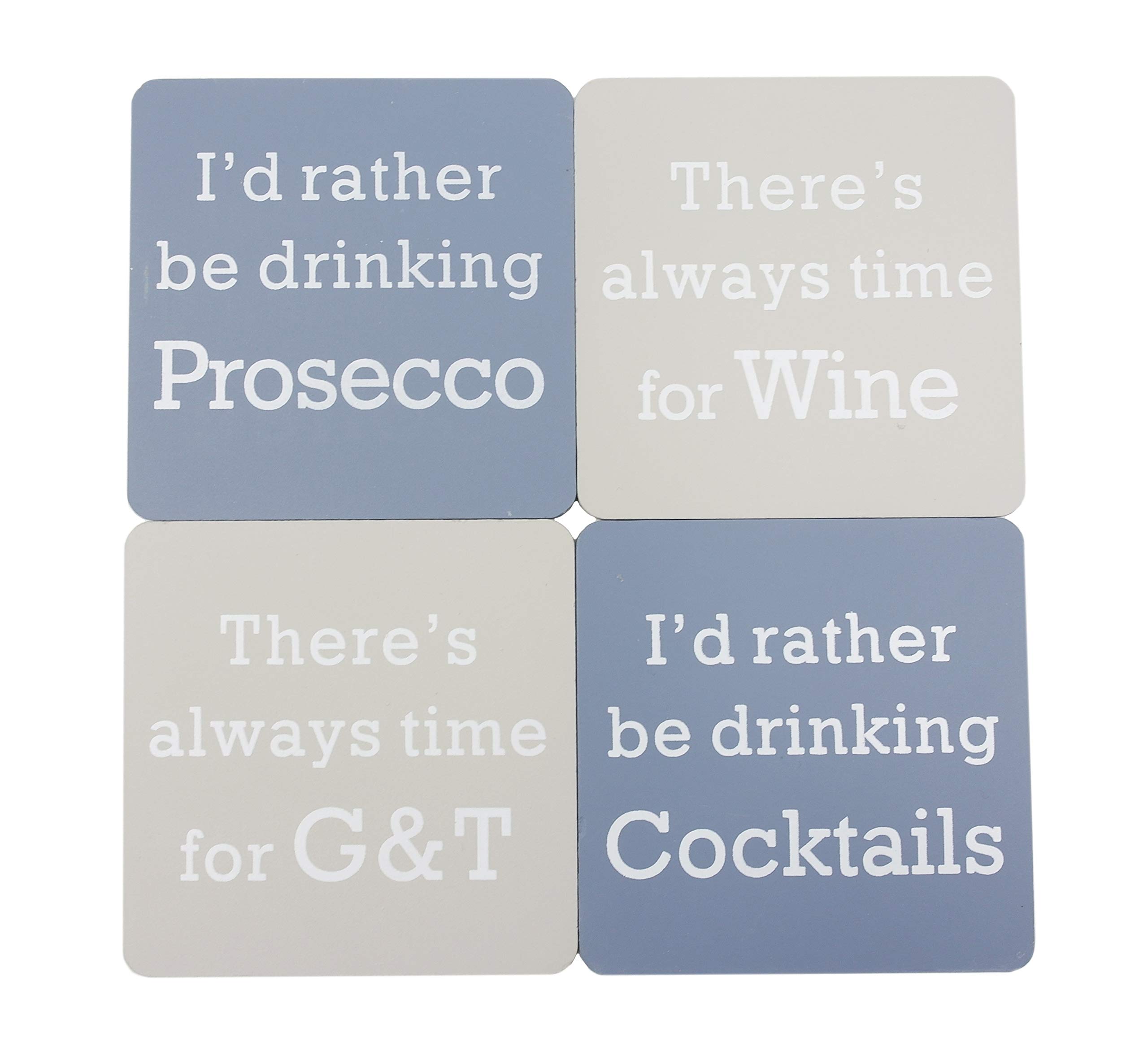 Set of 4 Reversible Absorbent Coasters for Drinks - Perfect for Coffee, Tea, Wine & Cocktails - Ideal for Home, Office or Bar Use