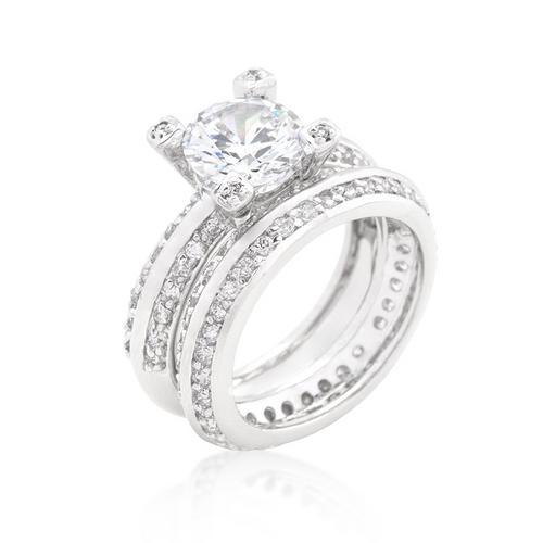 1.5 Carat Round Cut Cubic Zirconia Pave Engagement Ring Set - Sparkling Wedding Band for Women, Perfect for Proposals, Anniversaries & Special Occasions
