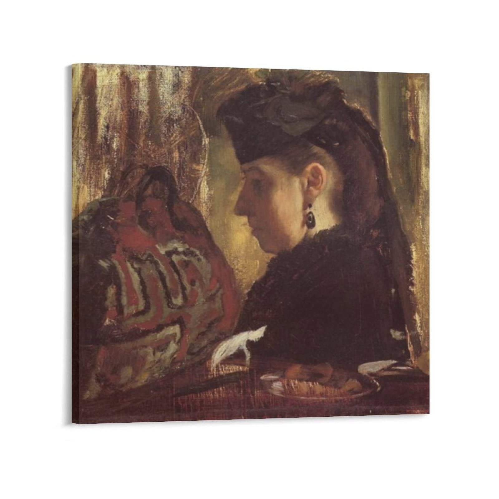 Edgar Degas Mademoiselle Marie Dihau Painting Reproduction - Premium Canvas Wall Art Print (12x12 inches/30x30cm) - Unframed Home Decor for Living Room, Bedroom & Office