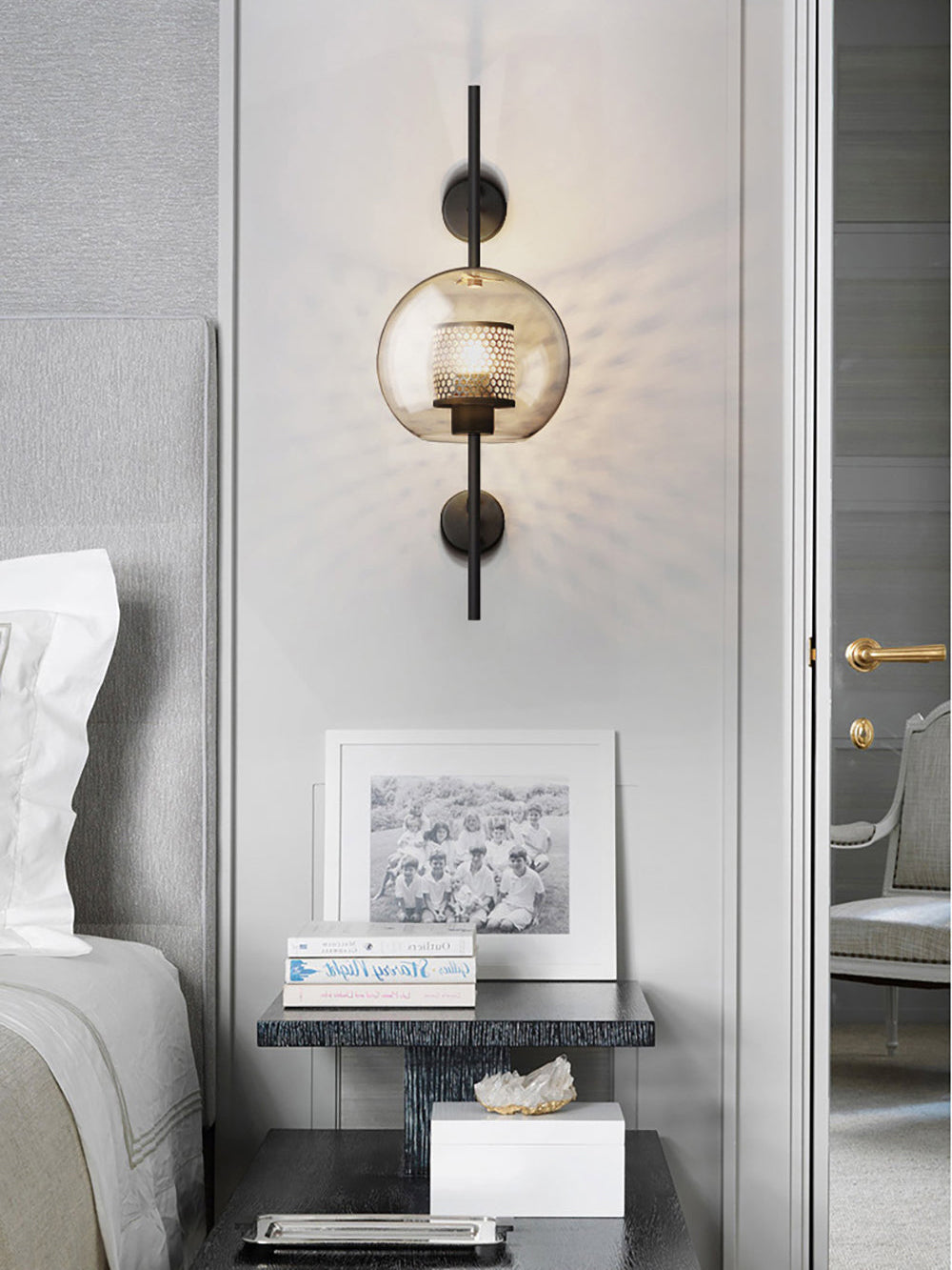 Chiswick Modern Glass Wall Light Fixture - Sleek Indoor/Outdoor Sconce for Living Room, Bedroom, or Patio Lighting