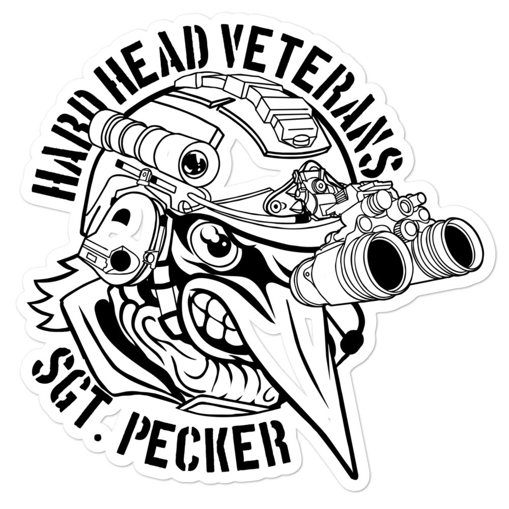 Black & White Sgt. Pecker Bubble-Free Vinyl Stickers - Waterproof Decals for Laptops, Cars, Tumblers & DIY Crafts