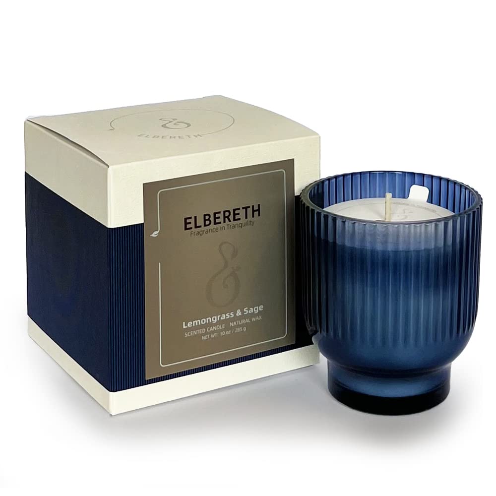 ELBERETH Sage Scented Soy Candles for Home Cleansing & Relaxation – 10 oz Natural Aromatherapy Candles in Glass Jar, 60 Hours Burn Time – Perfect for Meditation, Yoga, and Creating a Calming Atmosphere