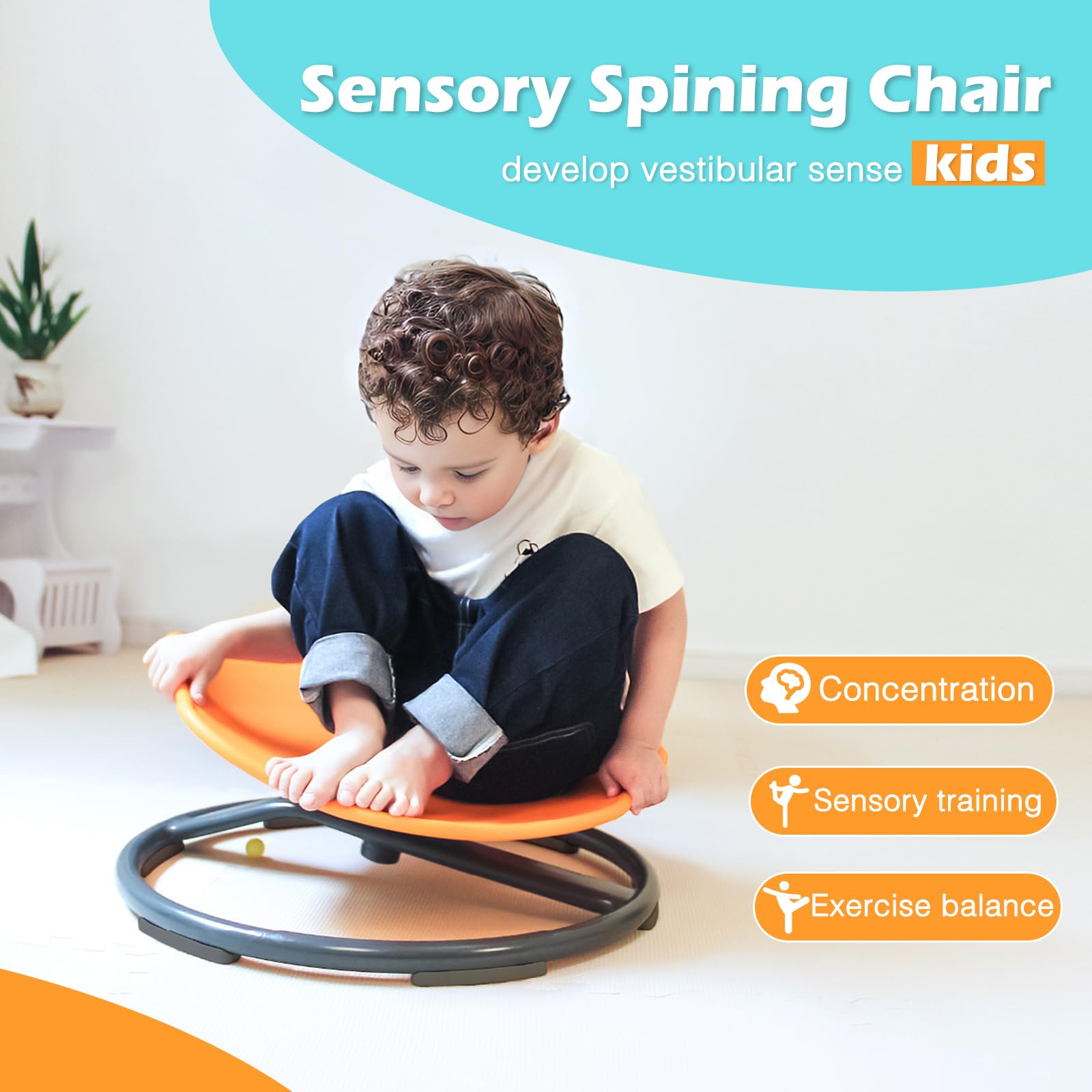 Sensory Spinning Chair for Autistic Kids - Training Body Coordination & Balance - Perfect for Therapy, Classroom, and Home Use
