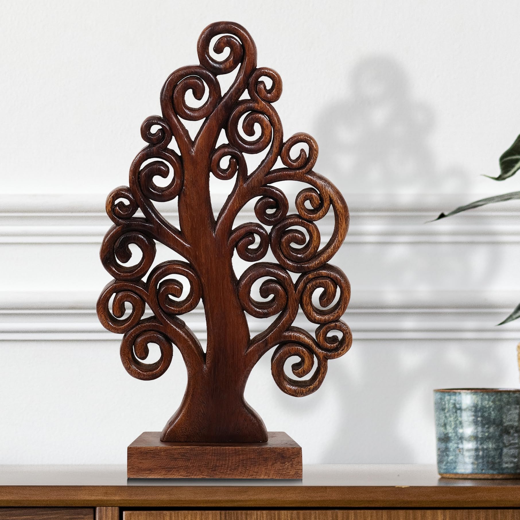 Decozen Wooden Tree of Life Sculpture - Unique Mother's Day & Birthday Gift for Mom - Handcrafted Home Decor for Living Room, Office, Shelf, Fireplace, Farmhouse, Tabletop, Boho & Mantle - Perfect for Mother's Day Decorations & Rustic Home Styling