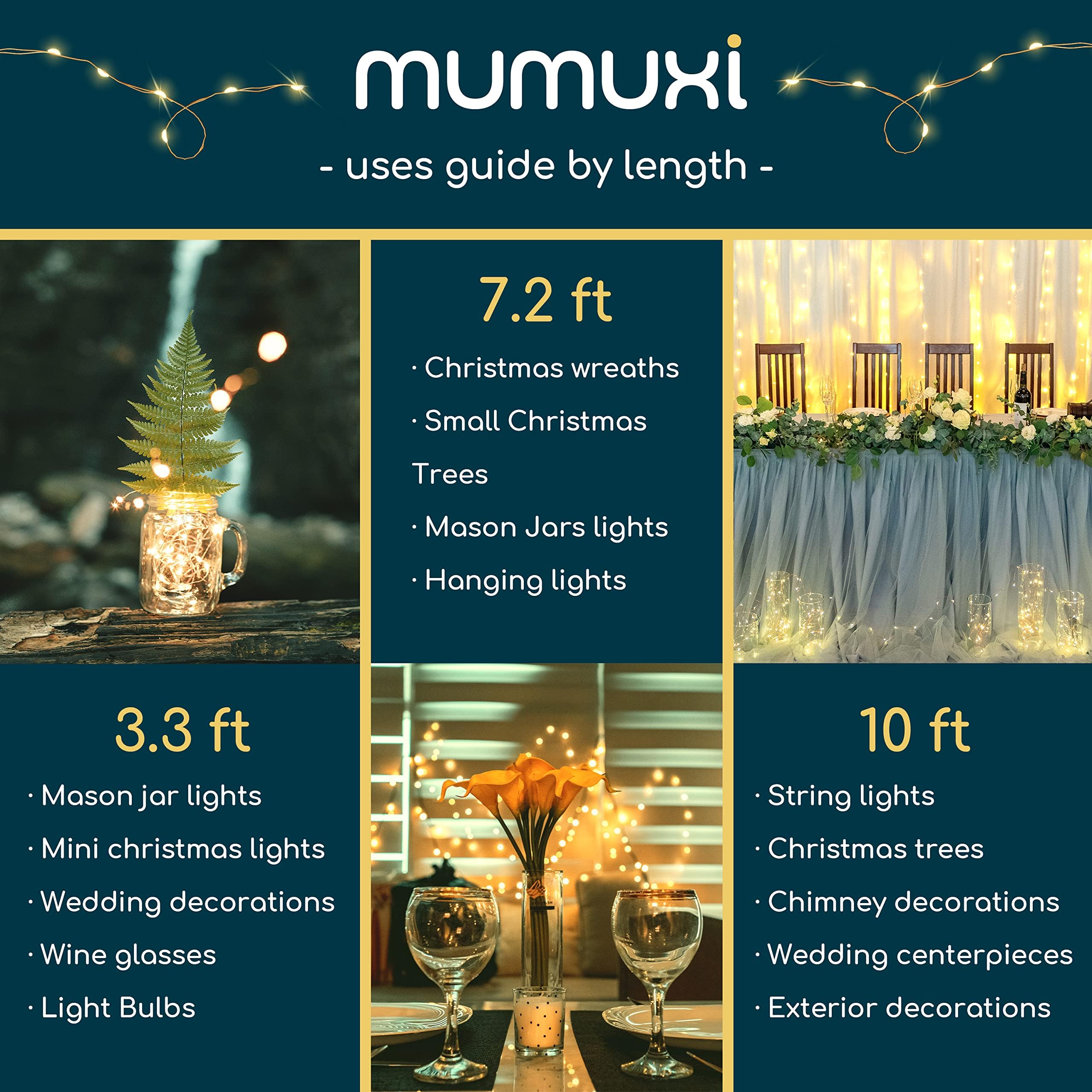 12 Pack 7.2ft Battery Operated Fairy Lights with 20 Mini LEDs - Warm White String Lights for Wedding Centerpieces, Party Decor, Bedroom Mason Jars & Christmas Tree Decorations | Indoor/Outdoor Use for Home, Garden and Special Events