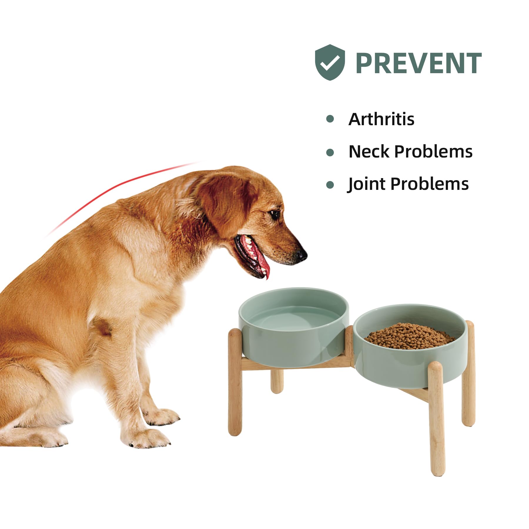Premium Ceramic Dog Bowls for Large Breed Dogs - 8 Inch Pet Food & Water Dish Set (2 Pack, Light Green) - Durable & Non-Slip for Indoor/Outdoor Use