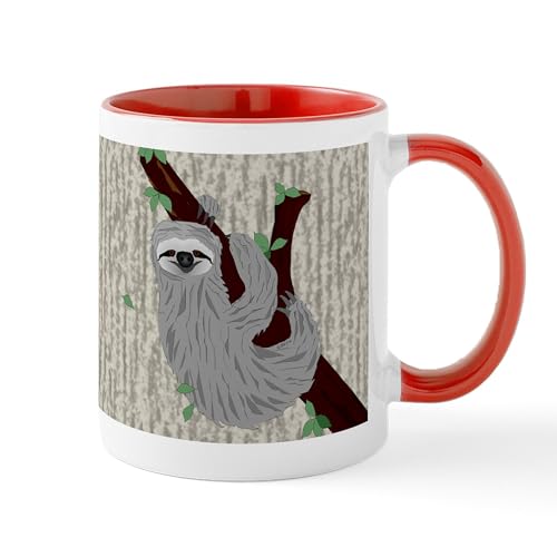 White/Red Inside - Sloth 11 Oz Ceramic Mug Mugs