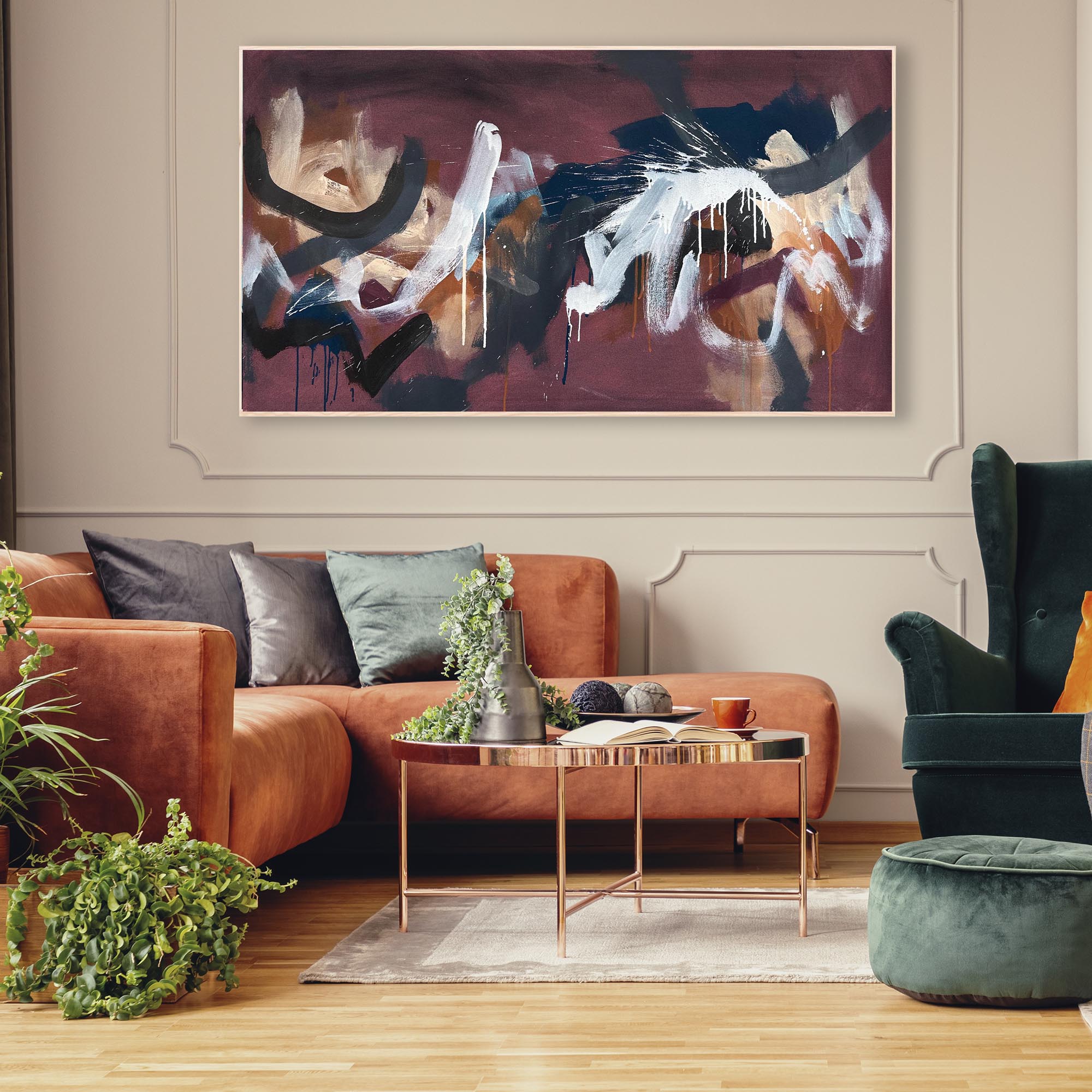 Original Timelapse Painting 140x80cm - Large Abstract Wall Art for Living Room & Office Decor
