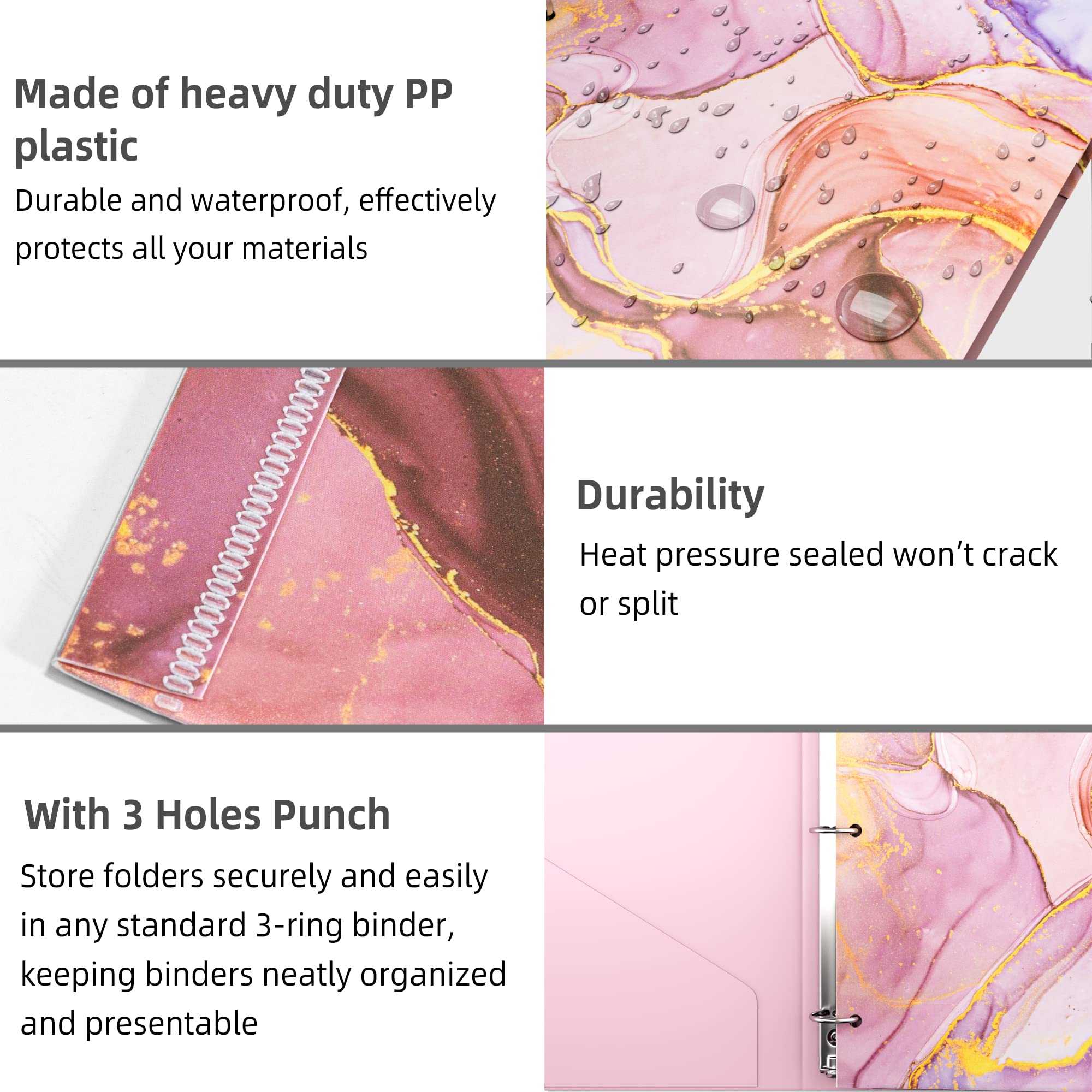 Waterproof Plastic Folders with Pockets - 6-Pack Letter Size (11