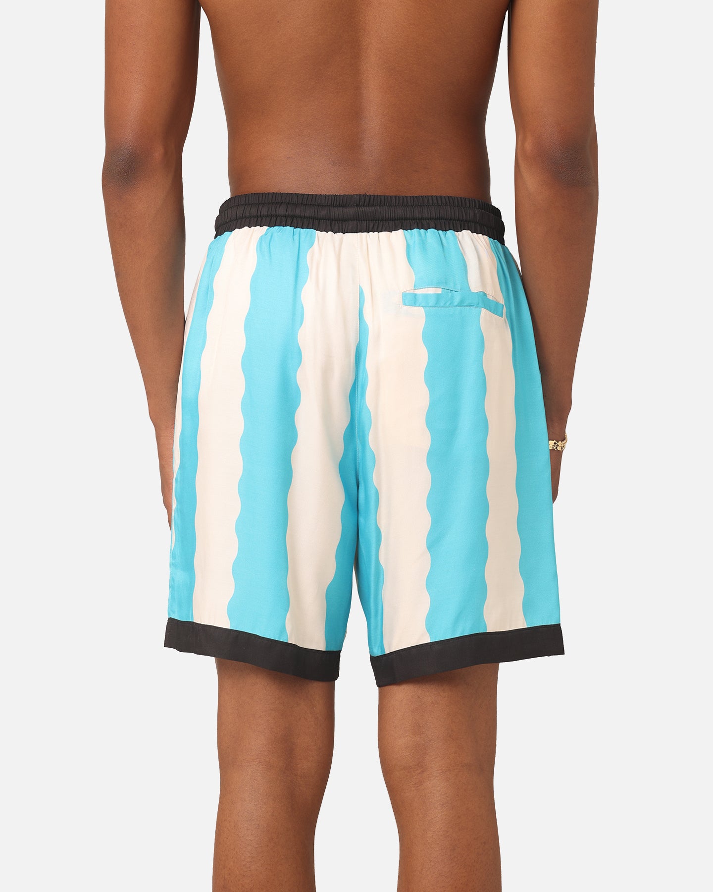 99 Cabana Bowling Shorts for Men - Light Blue & Off White Casual Summer Shorts - Perfect for Beach, Pool, and Outdoor Activities