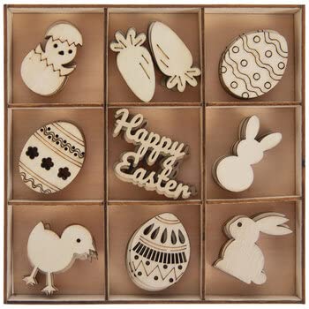Mini Laser Cut Wood Easter Decor - 60pcs 1.5