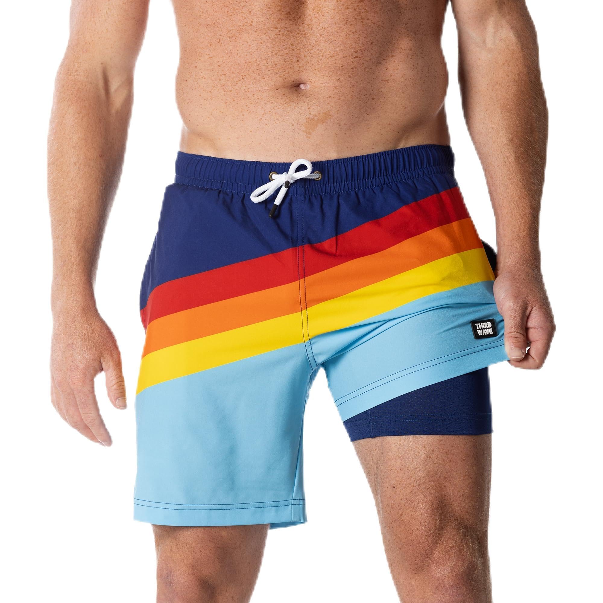 Premium Men's Quick Dry Swim Trunks with Compression Liner - 7 Inch Inseam Board Shorts for Beach, Pool & Water Sports | Comfortable & Stylish Swimwear for Summer Vacation & Outdoor Activities
