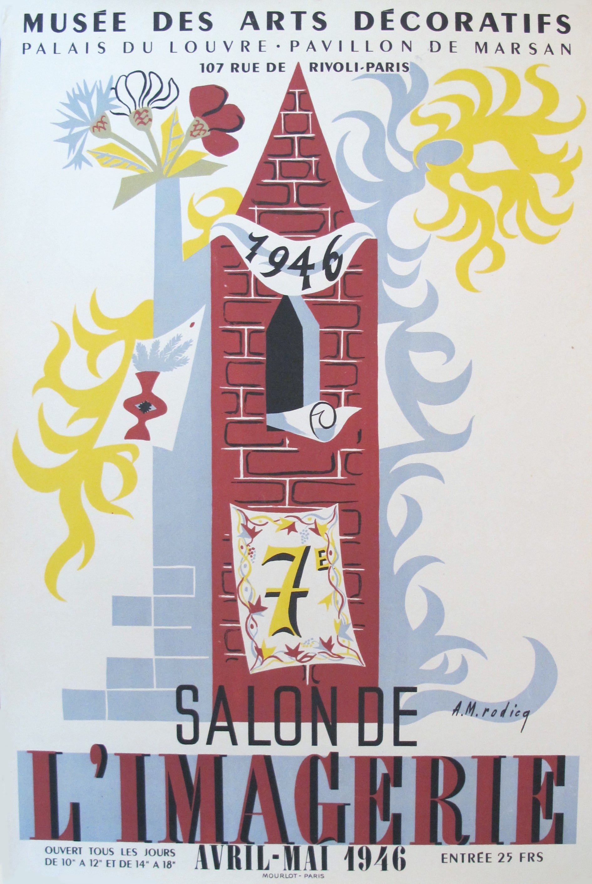 Vintage 1946 French Exhibition Poster - 7e Salon de l'Imagerie - Retro Art Print for Home Decor & Office Wall Art - Perfect for Gallery Walls, Living Rooms & Vintage Collections