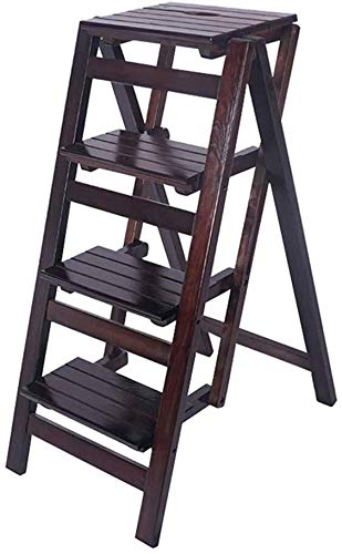 NEVKA 4-Step Foldable Wooden Step Stool for Home, Indoor Climbing Stool, Ladder Stool for Bar, Dining Chair, Garden Tool - Perfect for Kitchen, Bathroom, and Household Use