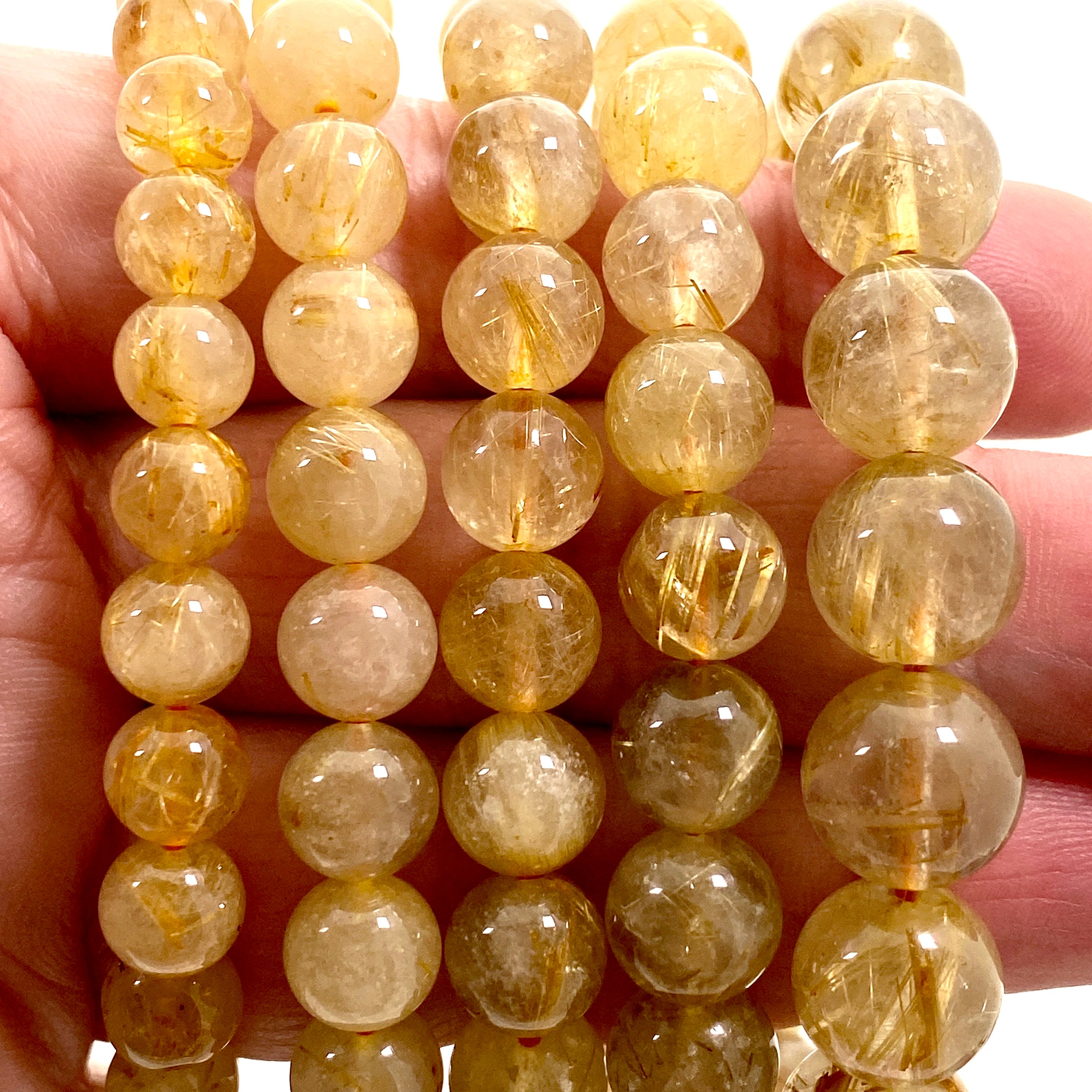 Golden Rutilated Quartz Bracelet for Women - Natural Healing Crystal Jewelry for Energy Balance & Chakra Alignment - Perfect for Meditation, Yoga & Spiritual Gifts