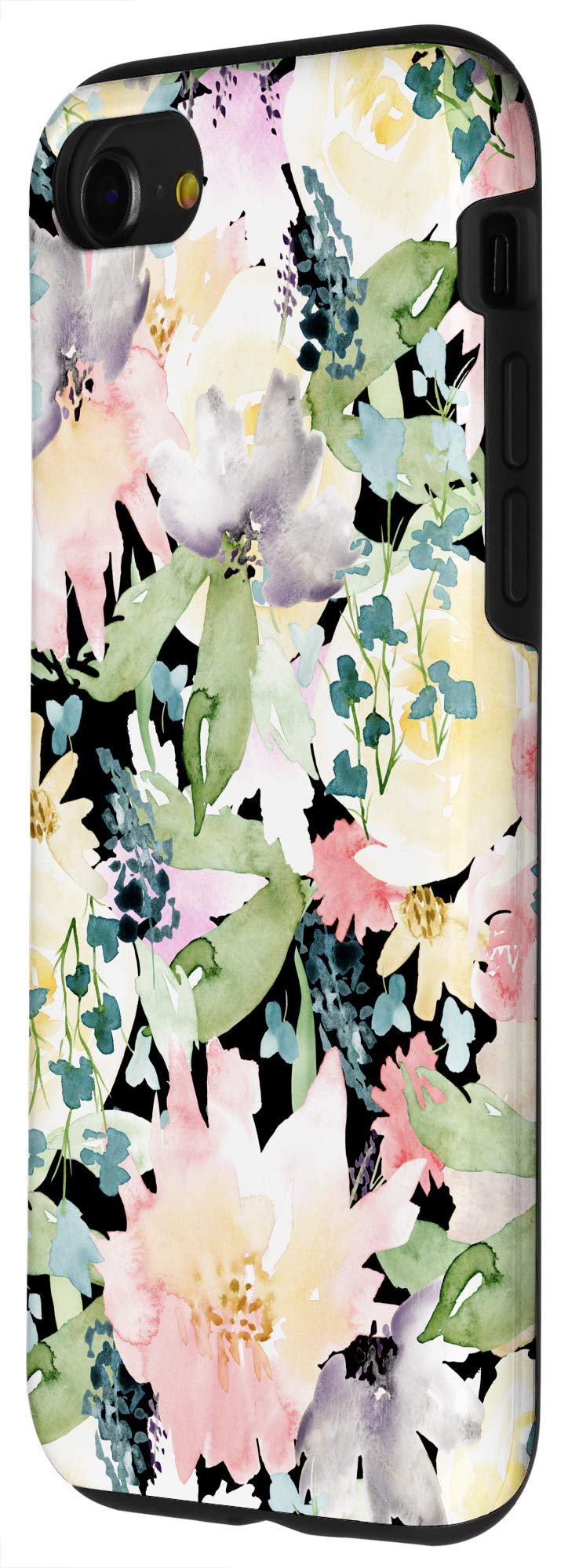 iPhone SE (2020) / 7 / 8 Watercolor Black Floral Phone Case - Slim Protective Cover for Everyday Use, Work & Travel