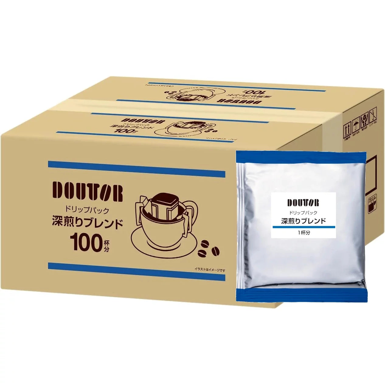 Premium Doutor Dark Roast Drip Coffee Pack - 100 Single Serve Coffee Bags - Rich & Bold Flavor for Home, Office or Travel Brewing