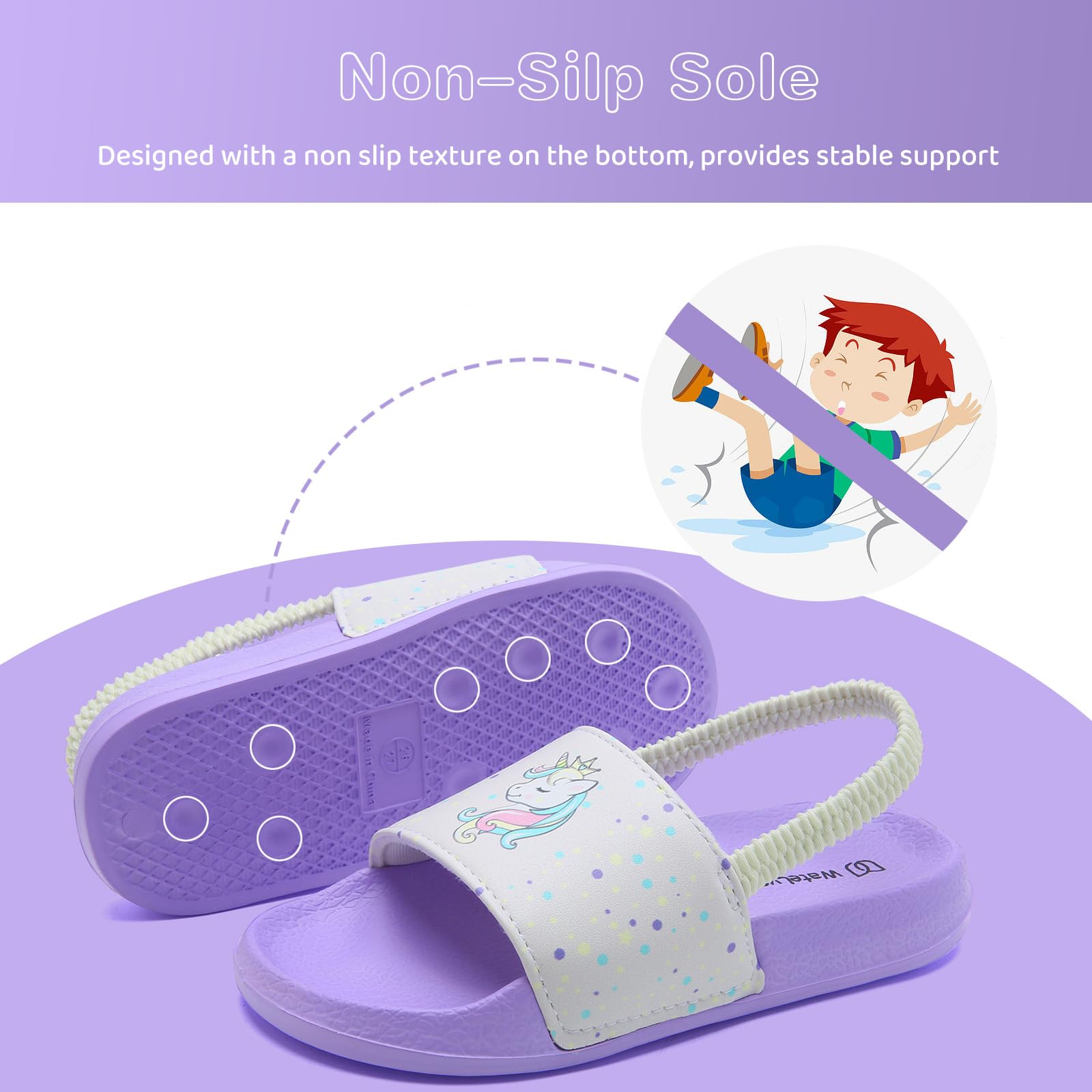 Waterproof Toddler Slides Sandals for Boys & Girls - Non-Slip Swim & Beach Water Shoes, Breathable Casual Slippers - Perfect for Pool, Beach, Park & Summer Outdoor Activities
