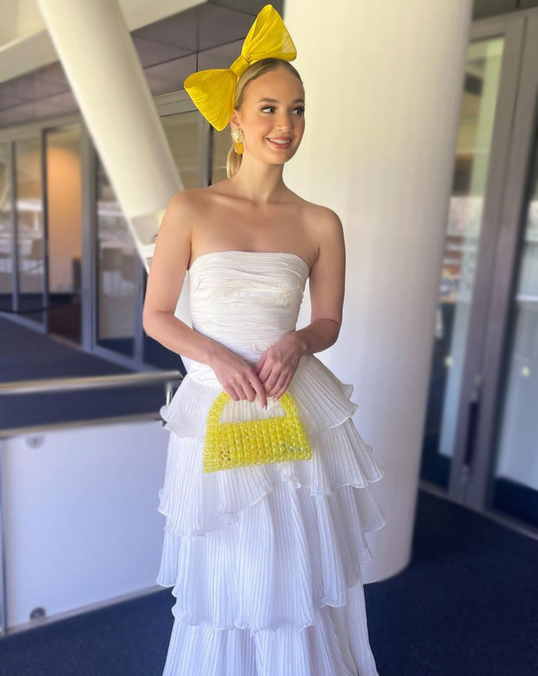 Race Day Crown & Fascinators - Yellow Bow Headband by Loren at Kezani | Perfect for Kentucky Derby, Weddings & Special Events