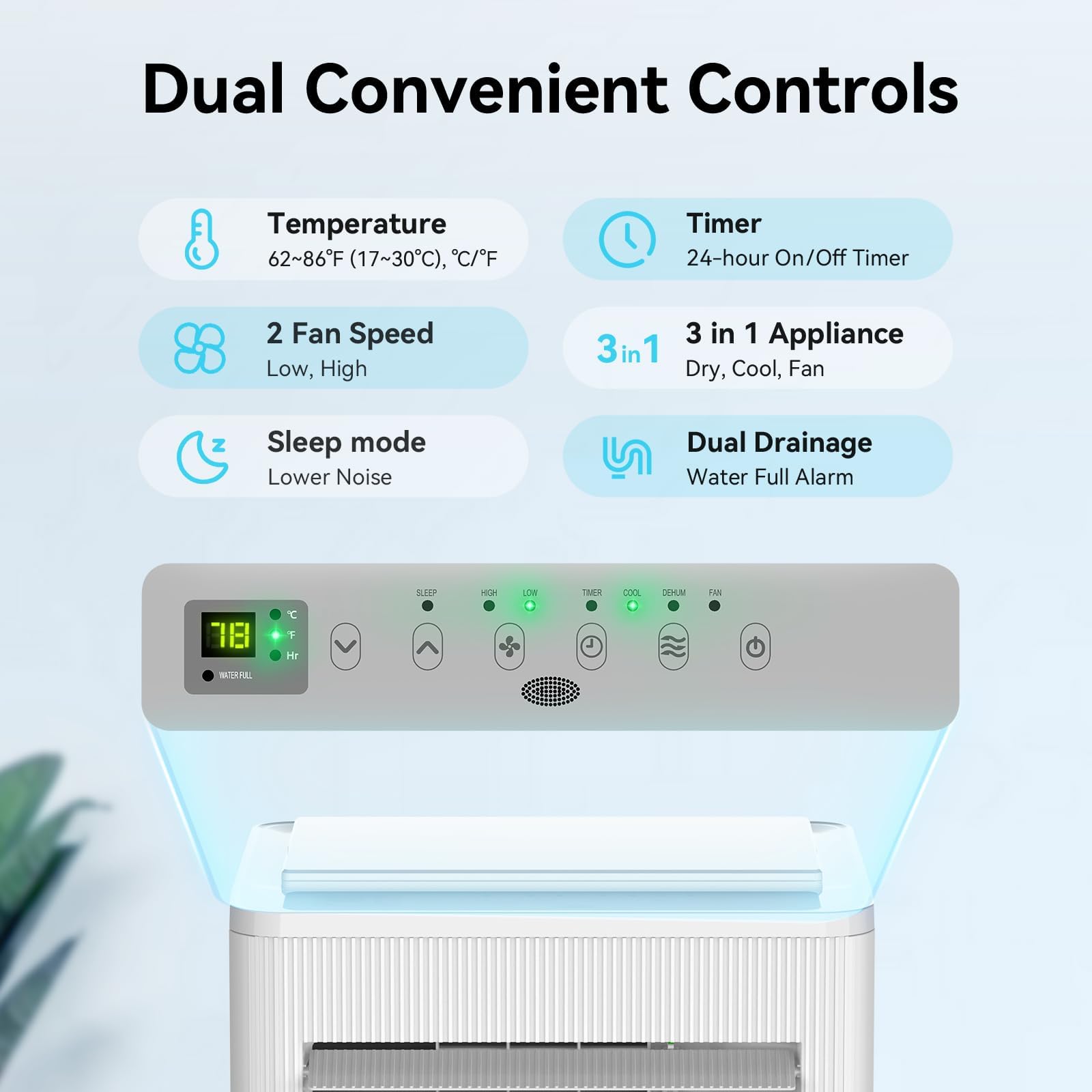Air Choice 10000 BTU Portable Air Conditioner for Rooms Up to 450 Sq.Ft - 3-in-1 Cooling Unit with Remote, 24H Timer & Window Kit - Perfect for Bedrooms, Offices & Small Spaces