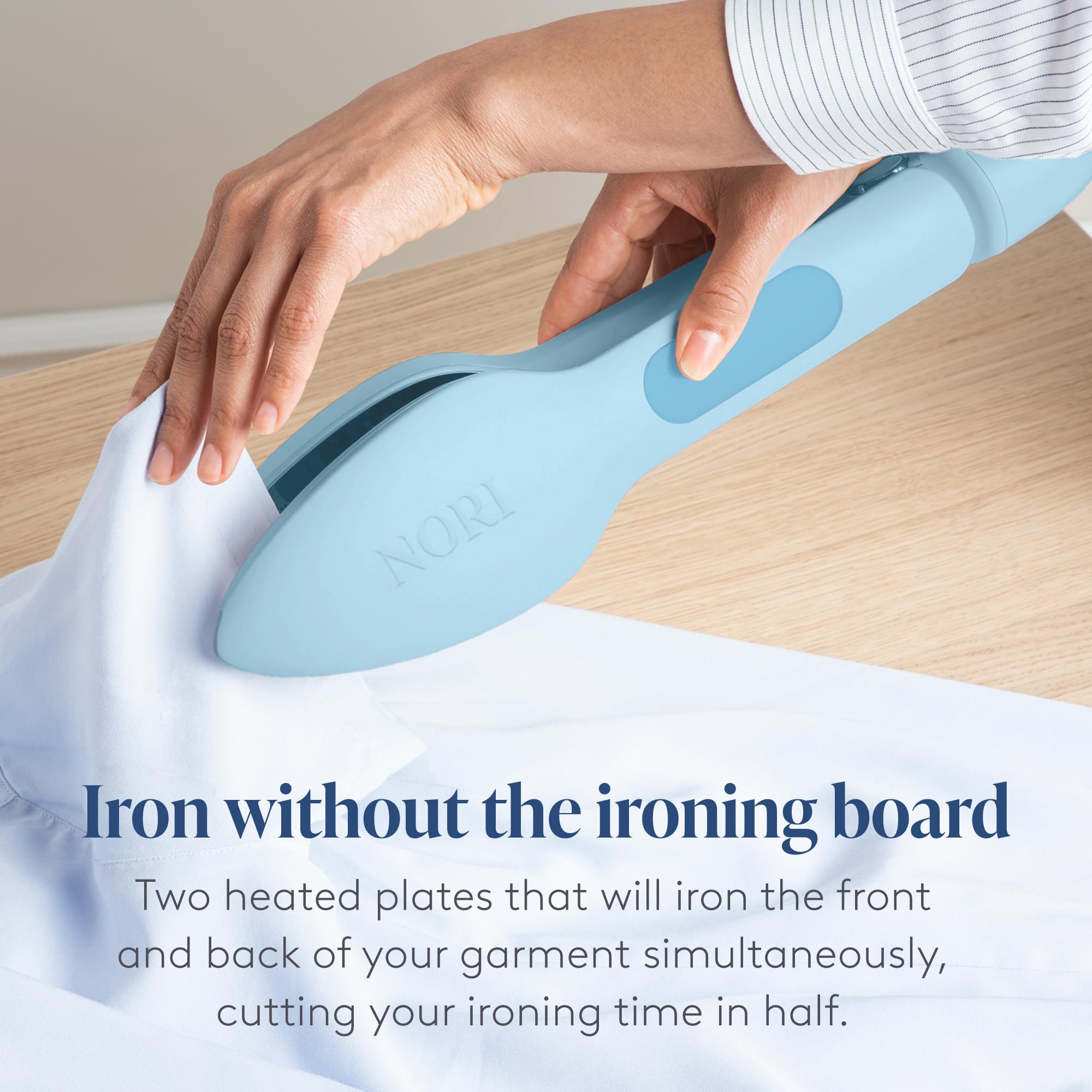Nori Press Travel Steam Iron - Portable Handheld Iron with Adjustable Steam & 6 Fabric Settings - Wrinkle Remover for Clothes - No Ironing Board Needed - Perfect for Travel, Business Trips & Home Use - Blue