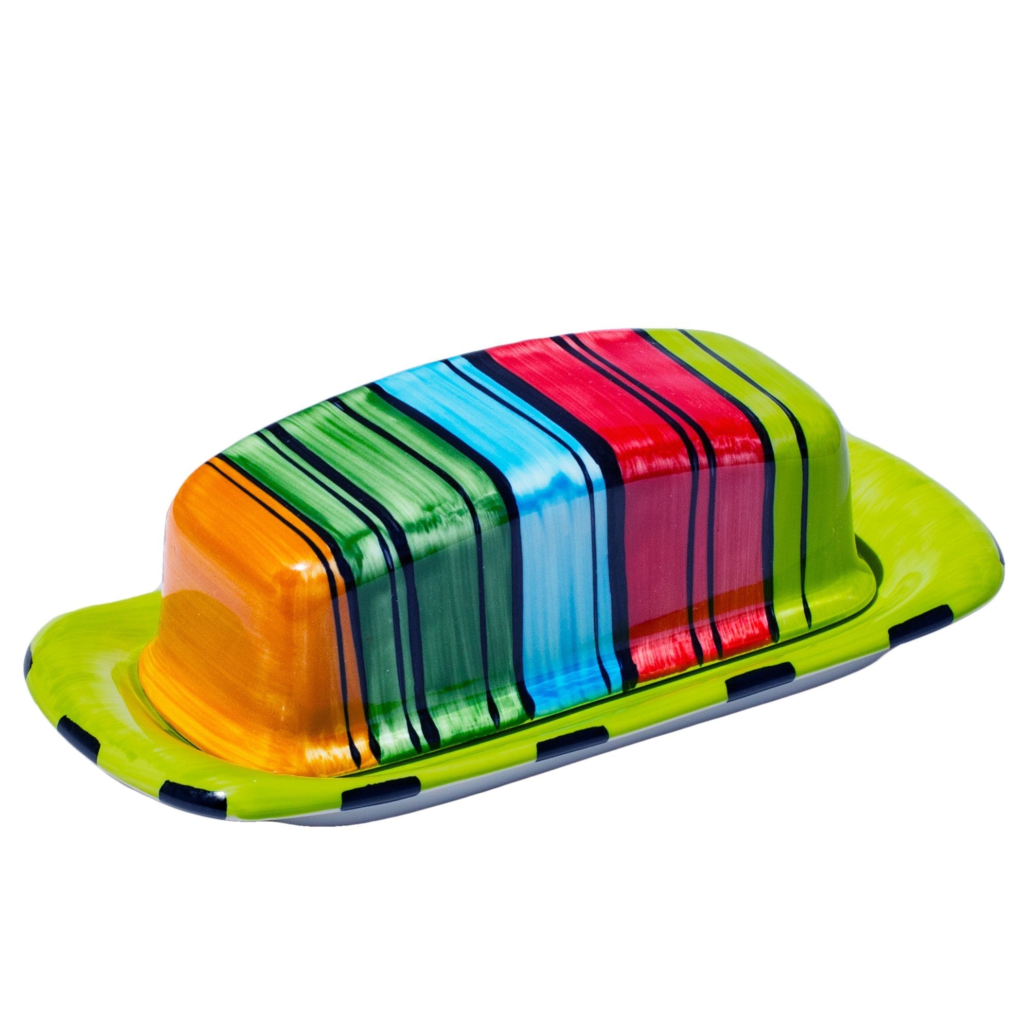 Colorful Acapulco Butter Dish with Lid - Aesthetic Kitchen Decor for Dining Table, Breakfast Nook & Farmhouse Style Homes