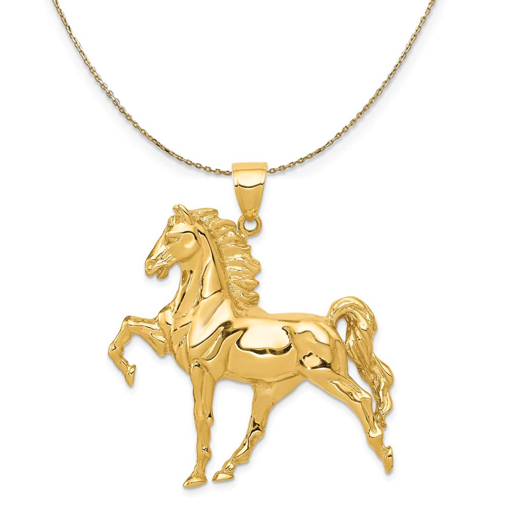 14K Yellow Gold Prancing Horse Necklace for Women - Elegant Gift