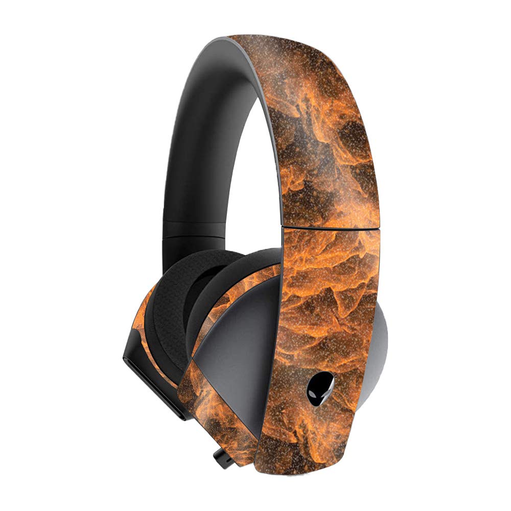MightySkins Glossy Glitter Skin Cover for Alienware 7.1 Gaming Headset - Burning Up Design | Protective & Durable High-Gloss Vinyl Wrap | Easy to Apply, Remove & Reusable | Made in USA | Perfect for Gaming Setups, Esports Tournaments & Custom PC Accessories