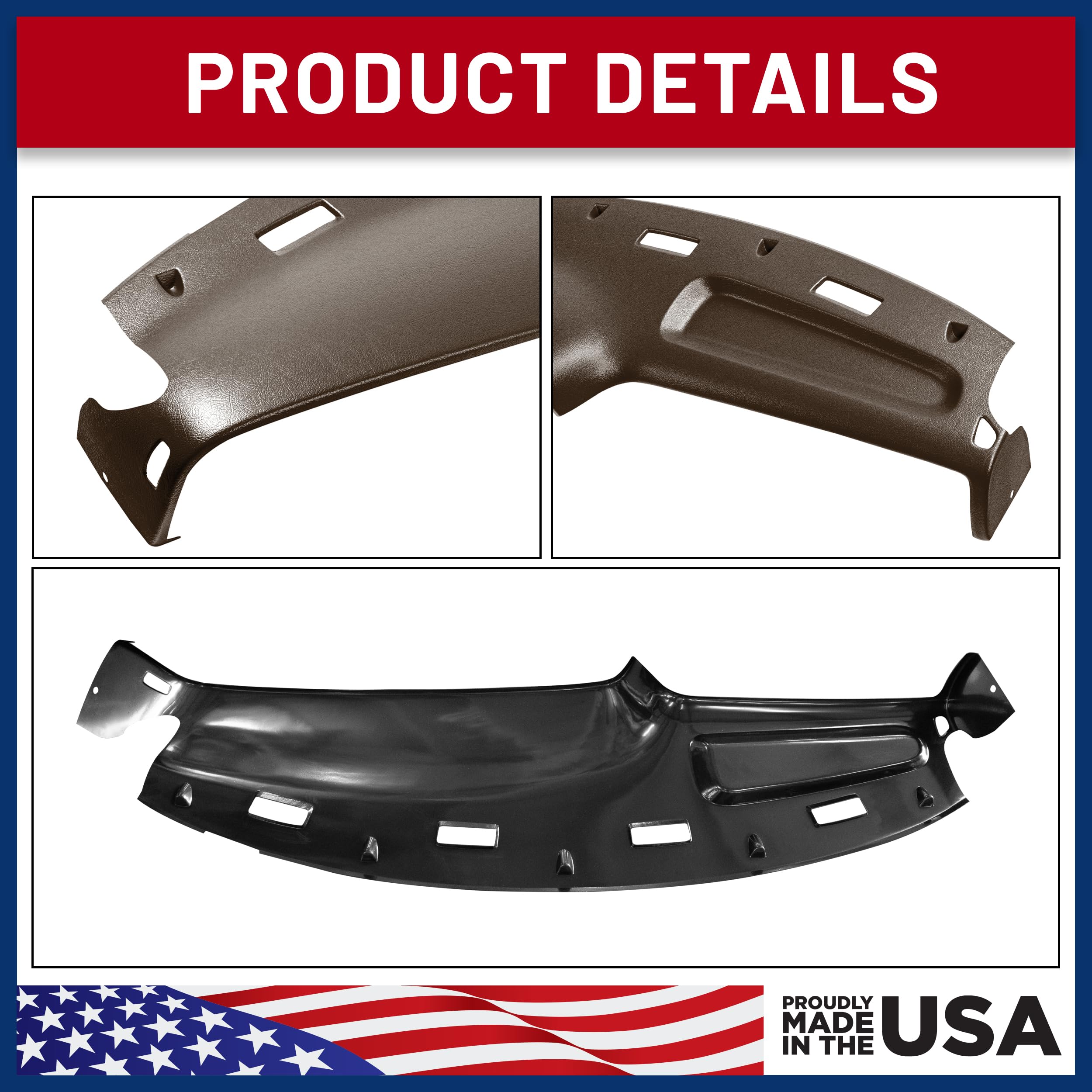 Premium DashSkin Molded Dash Cover for 94-97 Dodge Ram 1500/2500/3500 - Saddle Dark Brown | UV Protection & Anti-Crack | Made in USA | Perfect for Interior Protection & Heat Resistance