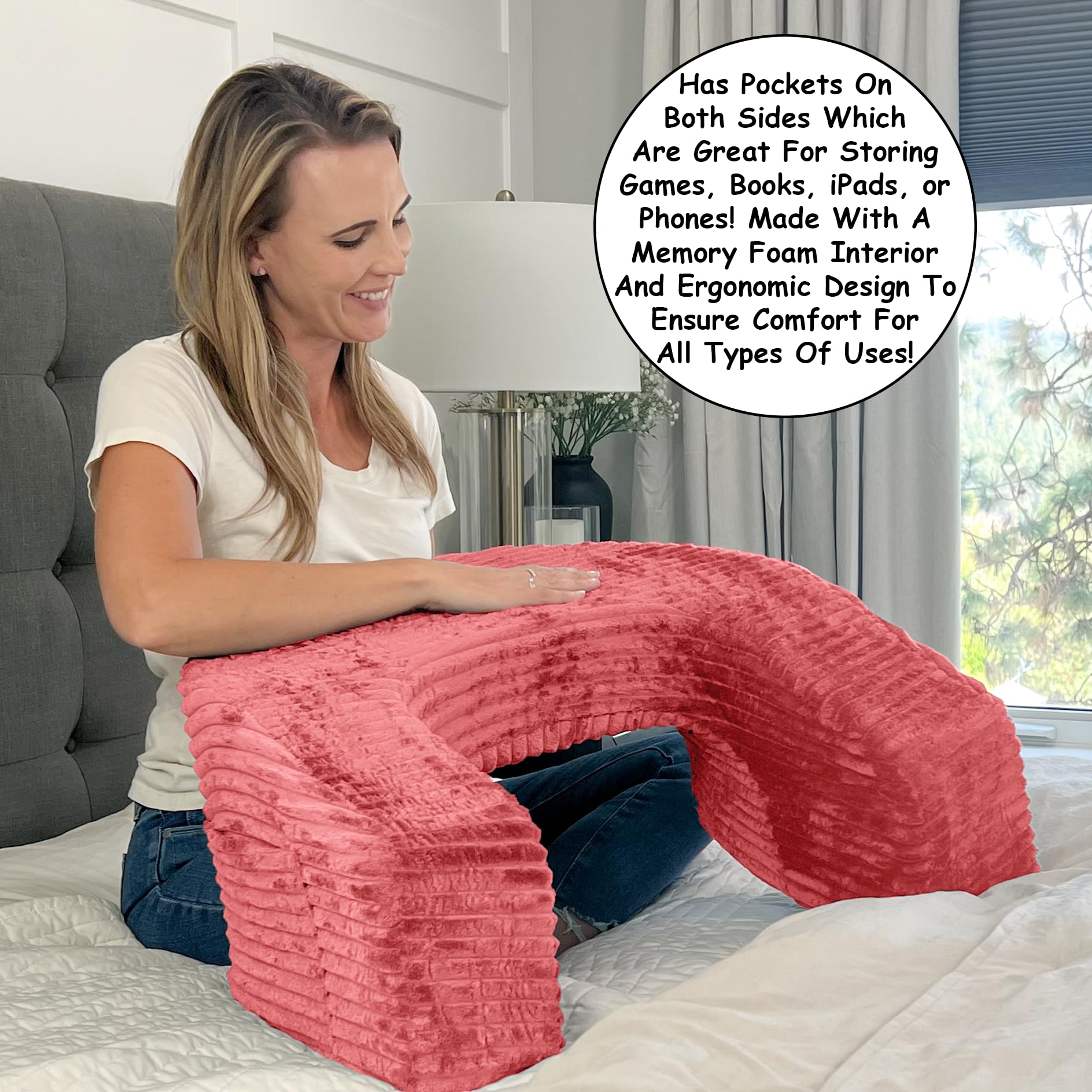 Homie 3-in-1 Memory Foam Reading Pillow with LED Light & Wrist Support - Extra Large Lap Desk for Gaming, Working & Relaxing - Perfect for Steam Deck, Nintendo Switch, Laptop Use in Bed, Couch or Office