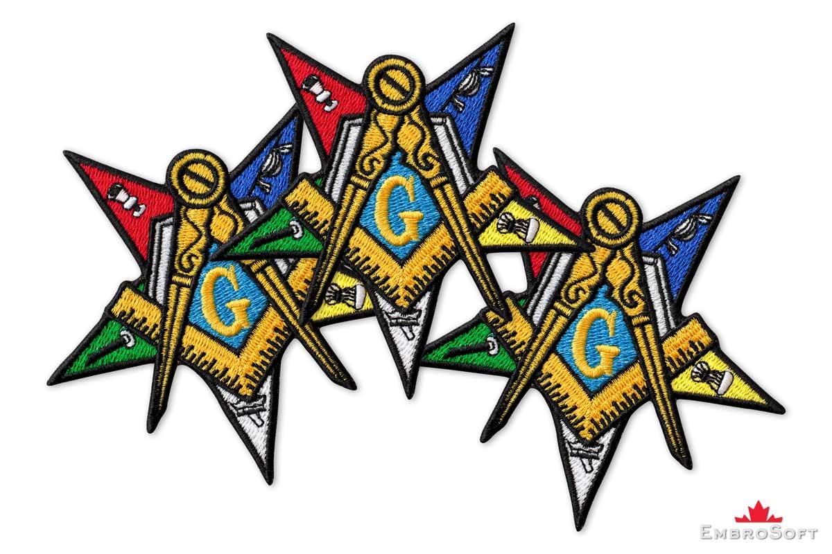 Eastern Star Embroidered Patch 3.7x3.7 Inch Iron-On Masonic Order Badge - Perfect for Vests, Jackets & DIY Crafts