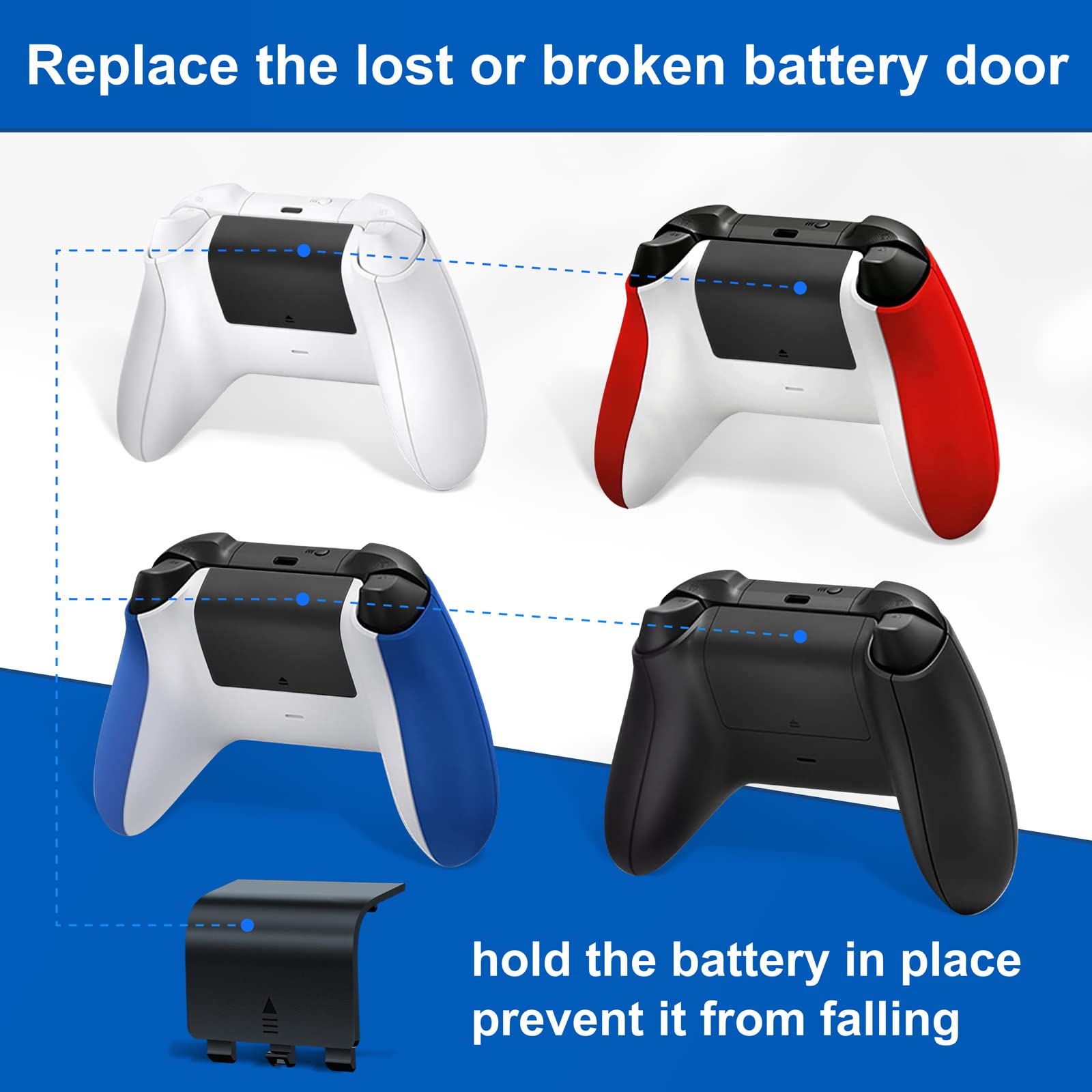 Replacement Battery Cover for Xbox Series S/X Controller - Durable Black Back Shell Door Repair Part for Microsoft Xbox Wireless Controller - Perfect for Gaming & Travel Use