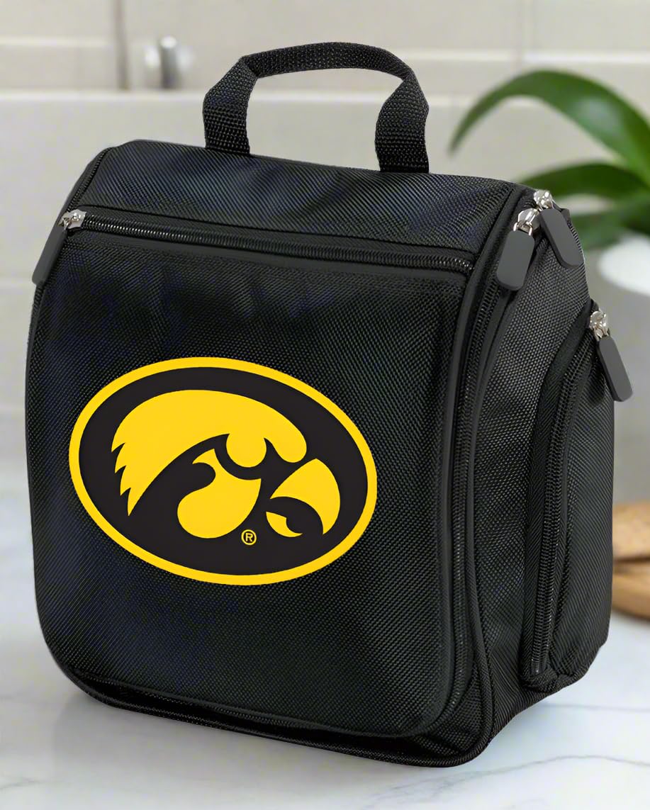 Iowa Hawkeyes Toiletry Bag - Hanging Travel Shaving Kit for Men & Women | Perfect for College Dorms, Gym, Camping & Weekend Getaways