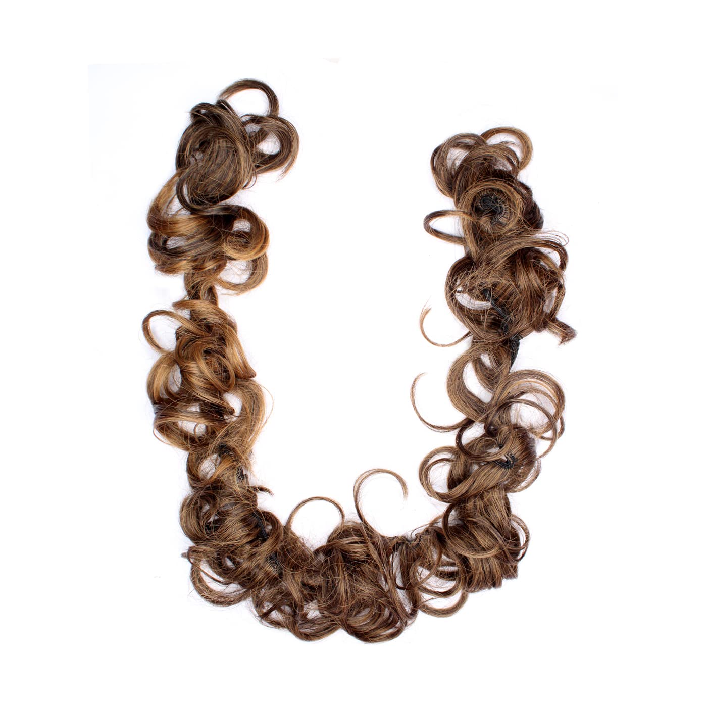 Kabello Messy Curly Hair Clip-in Frill Extension - Instant Hairstyle with Golden Highlights | Perfect for Cosplay, Parties & Everyday Glam