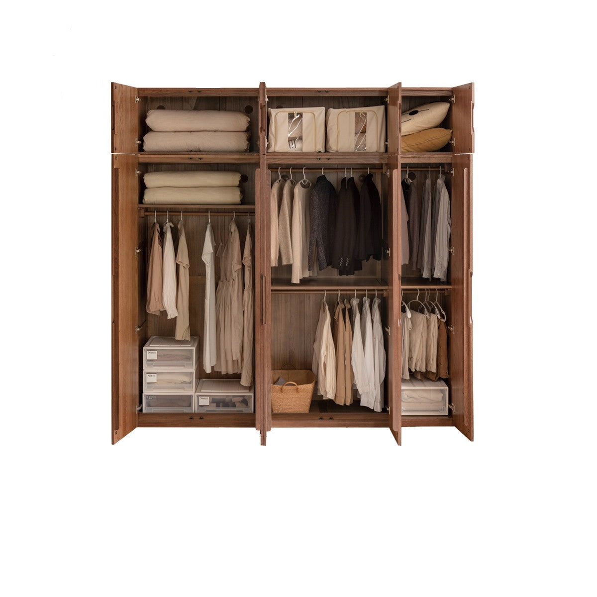 Solid Oak Wood Modern Wardrobe - Stylish & Durable Closet for Bedroom, Walk-In Closet, or Guest Room Storage