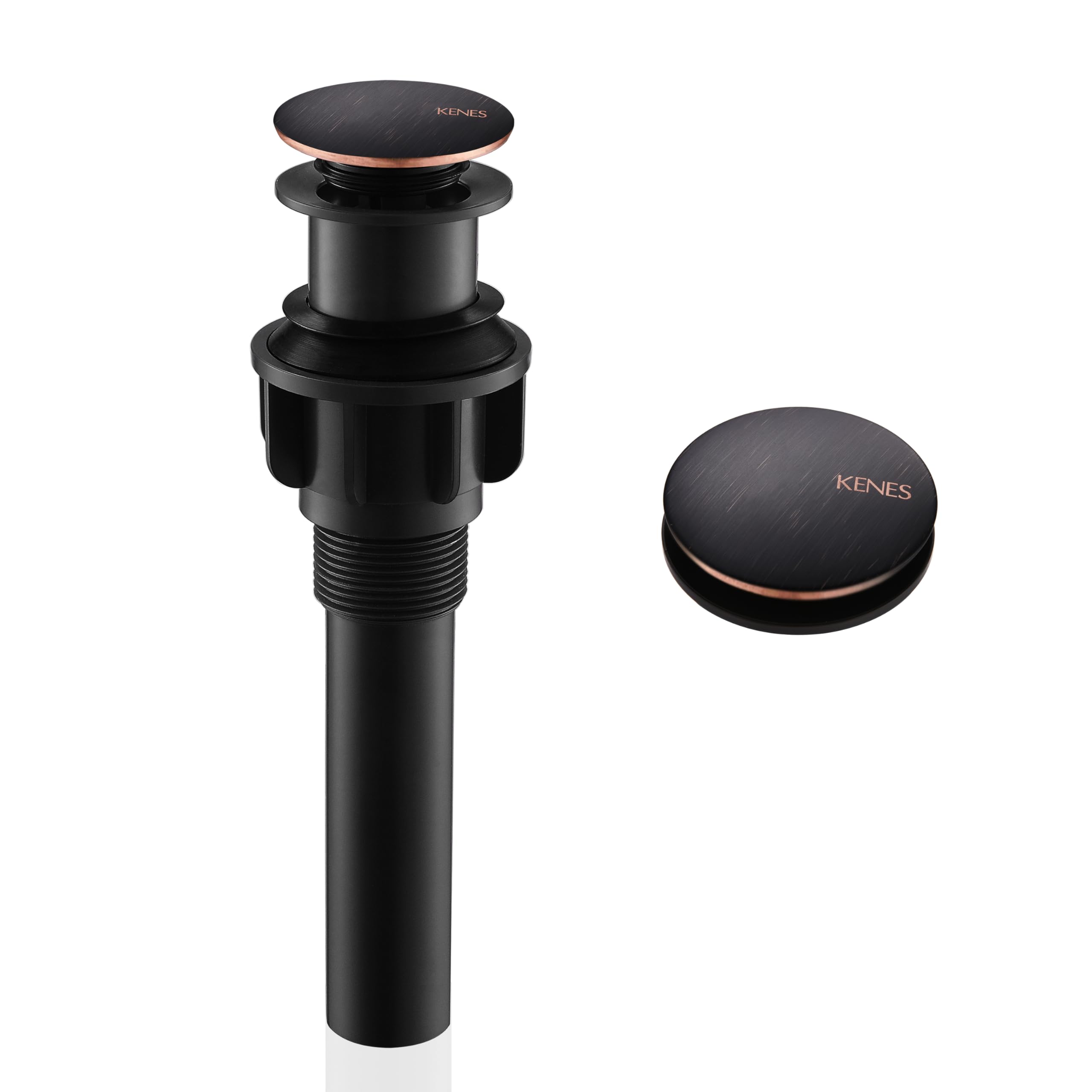 Kenes Oil Rubbed Bronze Bathroom Vessel Sink Drain - Pop-Up Drain Stopper Without Overflow, Anti-Clog Drain Assembly for Vanity Faucets - Perfect for Modern Bathroom & Powder Room Upgrades