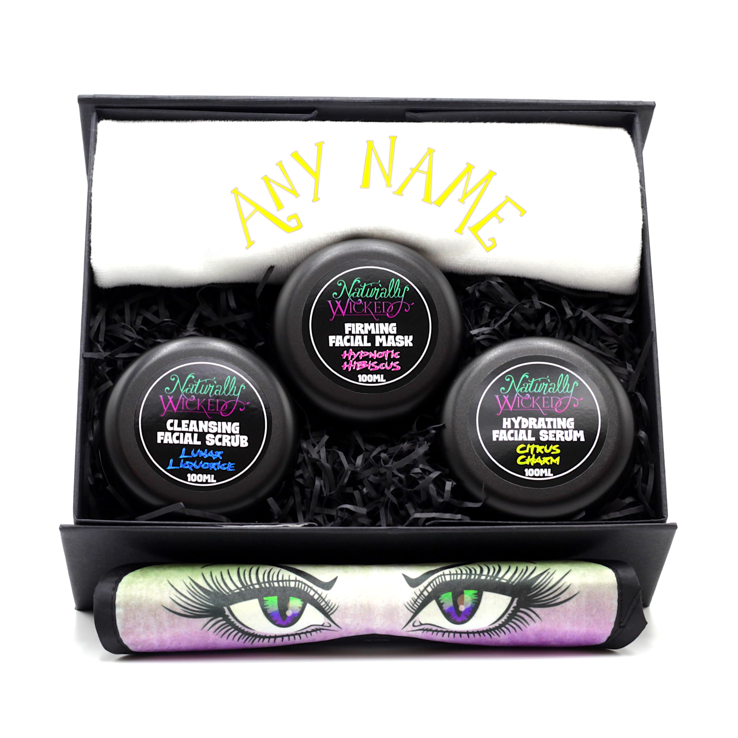 Naturally Wicked® Personalized Vegan Facial Kit - Customizable with Wicked Queen Design & Name Engraving | Cruelty-Free Skincare Gift Set | Perfect for Spa Days & Self-Care Routines