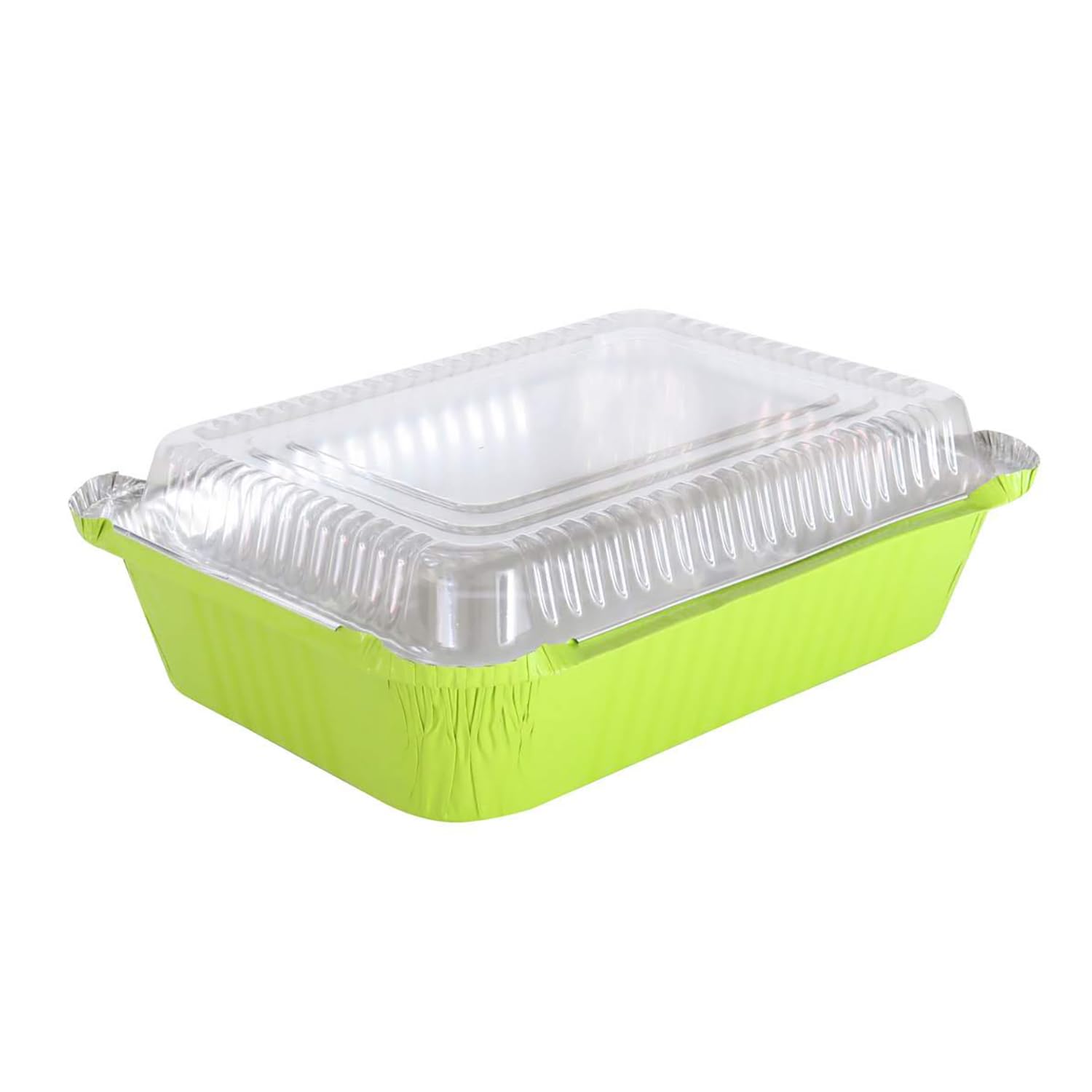 KitchenDance 3.75 lbs Colored Aluminum Pans with Plastic Lids - Heavy Duty Disposable Foil Pans for Cooking, Baking, Freezing & Food Storage - Perfect for Meal Prep, Parties, Catering & Leftovers (3227P)