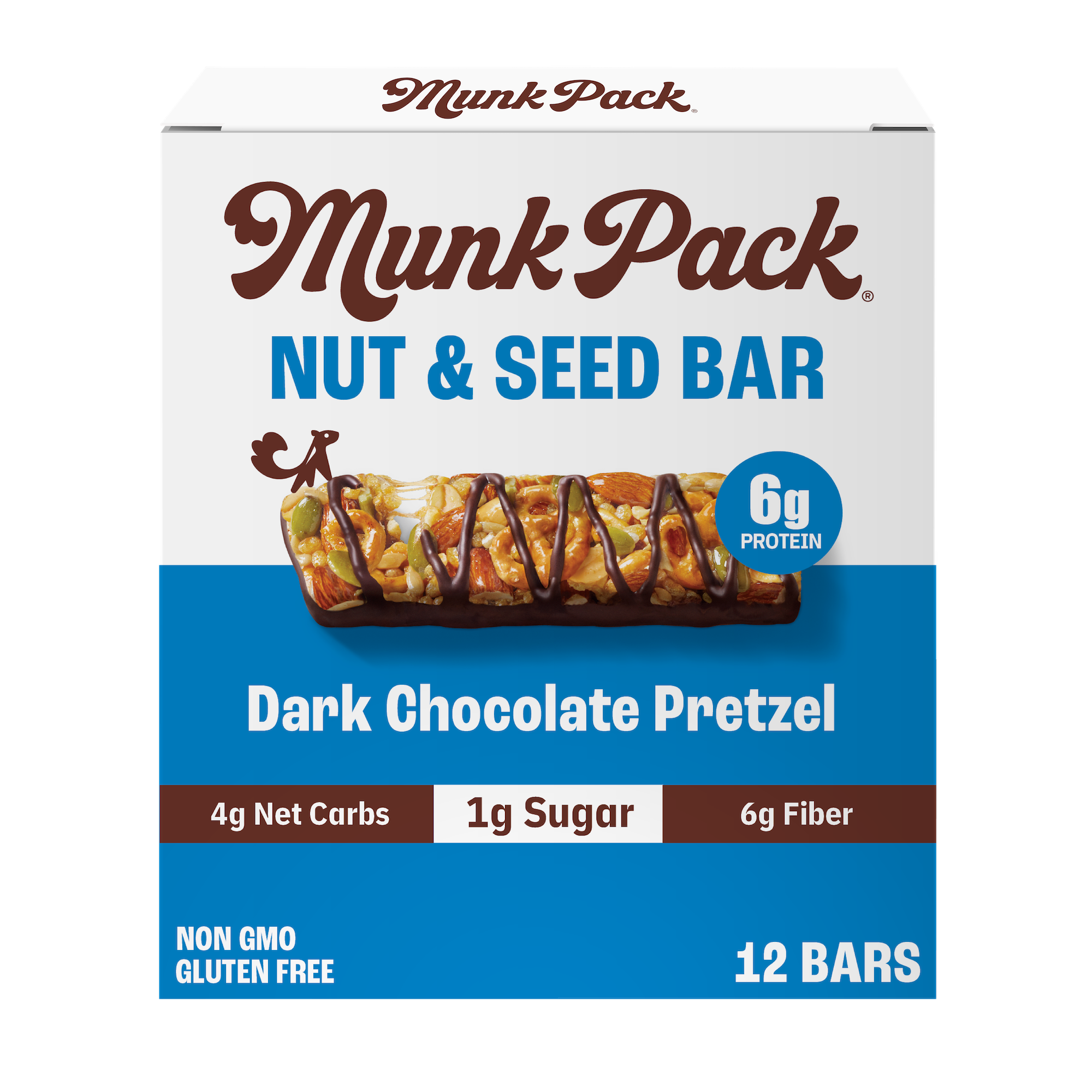 Organic Dark Chocolate Pretzel Nut & Seed Bar - Gluten Free, Non-GMO, 12 Pack - Healthy Snack for Hiking, Office & On-the-Go Energy Boost