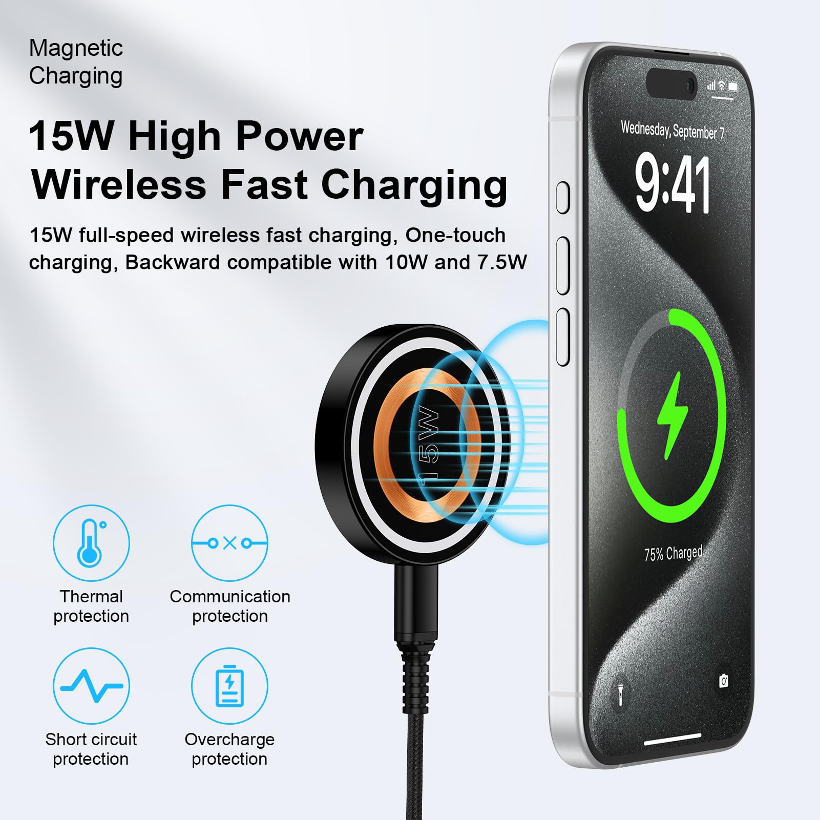 Samsung Wireless Charger Pad - Fast Qi Wireless Charging for Samsung Galaxy S25/S24 Ultra/S24+/S24/S23/S22/S21/S20 & iPhone 16 Pro Max/15/14 - Magnetic MagSafe Compatible - Perfect for Home, Office, and Travel Charging