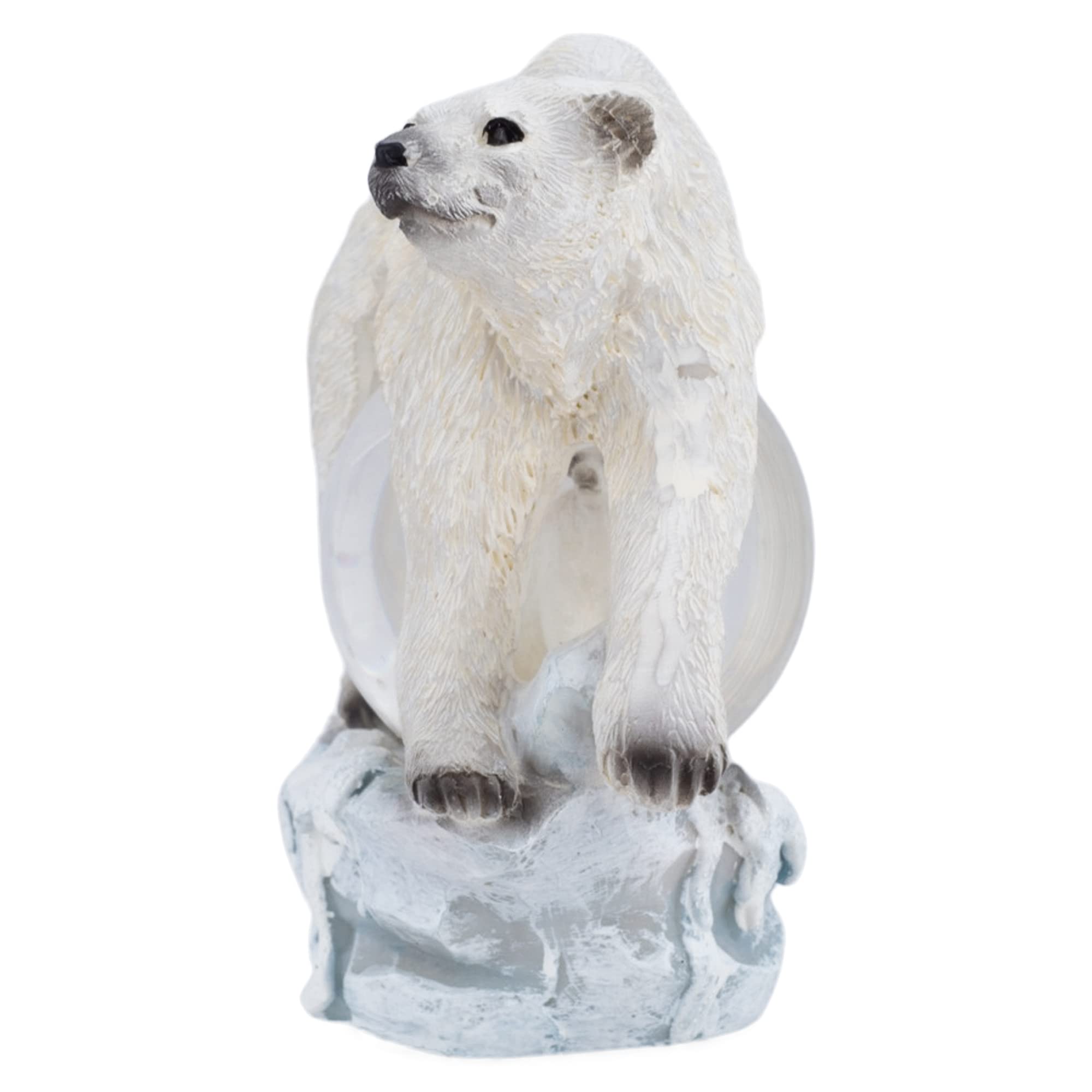 Elanze Designs White Polar Bear Winter Snow Globe - 45MM Miniature Tabletop Decor, Polyresin Glitter Water Scene for Nightstand, Dresser, or Holiday Display | Perfect for Christmas Decorations, Winter Wonderland Theme, and Gift Giving