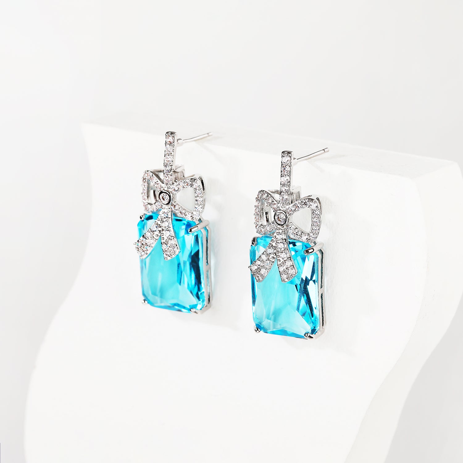 Square Cubic Zirconia Dangle Earrings for Women - Elegant Wedding Jewelry & Bridal Accessories - Perfect for Weddings, Parties and Special Occasions