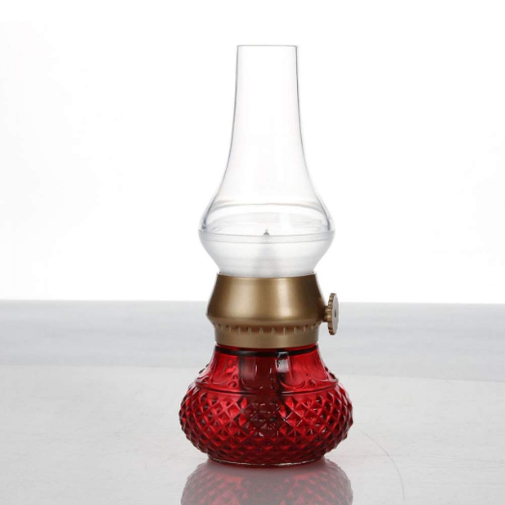 Uonlytech 2PCS Vintage LED Night Light - 0.3W Flameless Kerosene Lamp with Blow Control, Warm Red Glow - Perfect for Bedroom, Nursery, Bathroom & Emergency Lighting