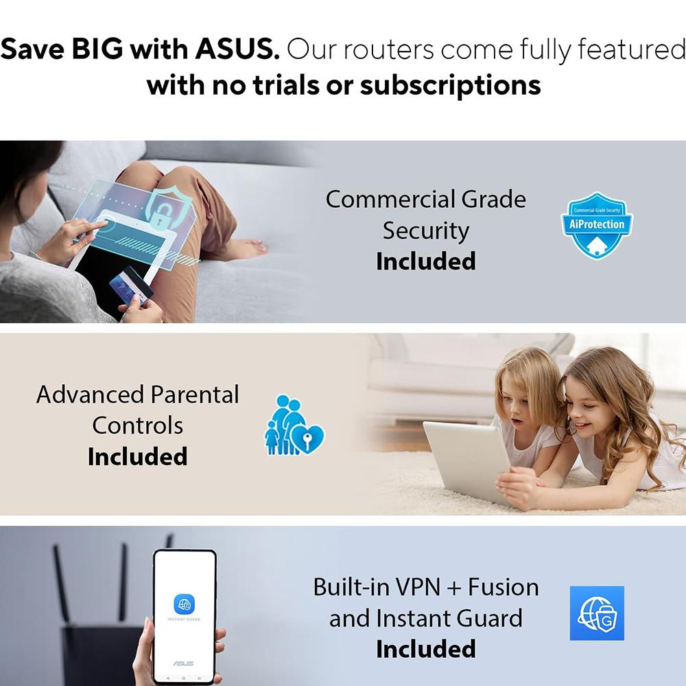 ASUS RT-AXE7800 WiFi 6E Tri-Band Gaming Router - High-Speed 7800Mbps, 4K Streaming & Low Latency for Online Gaming - Perfect for Home & Office Use